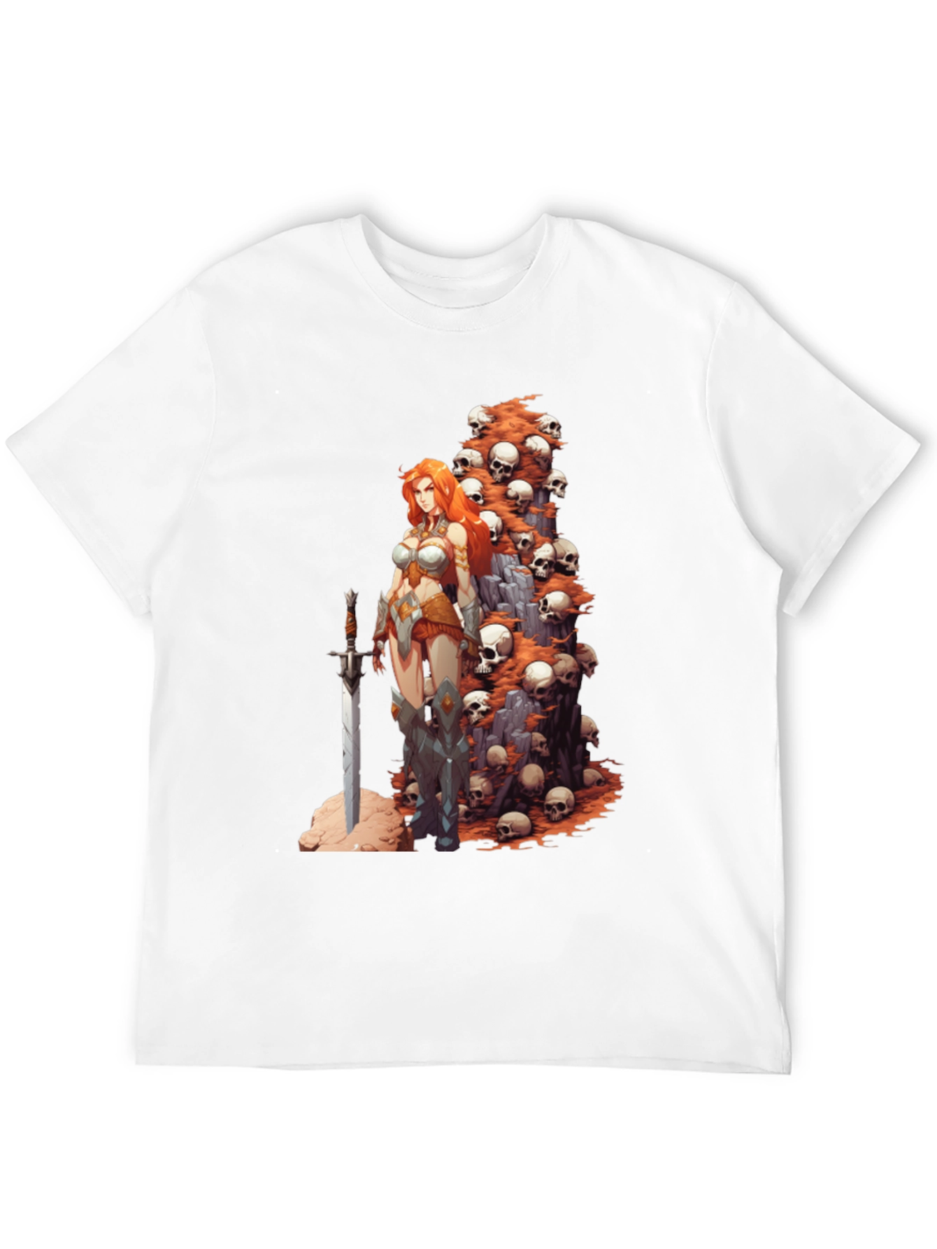 Warrior Woman & Skulls Graphic Tee - Black