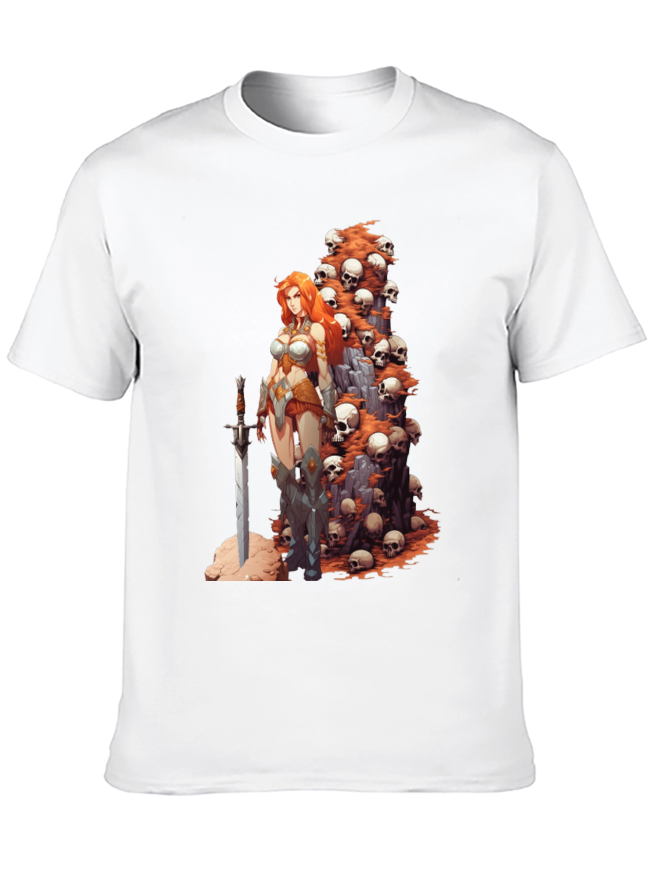 Warrior Woman & Skulls Graphic Tee - Black