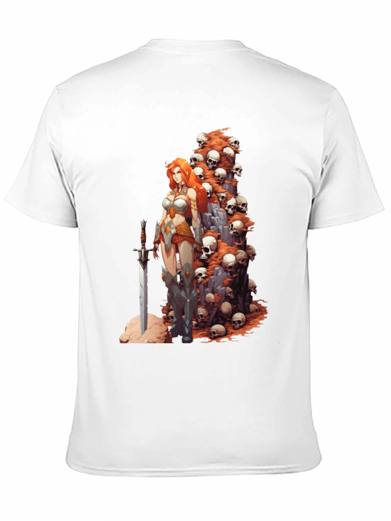 Warrior Woman & Skulls Graphic Tee - Black