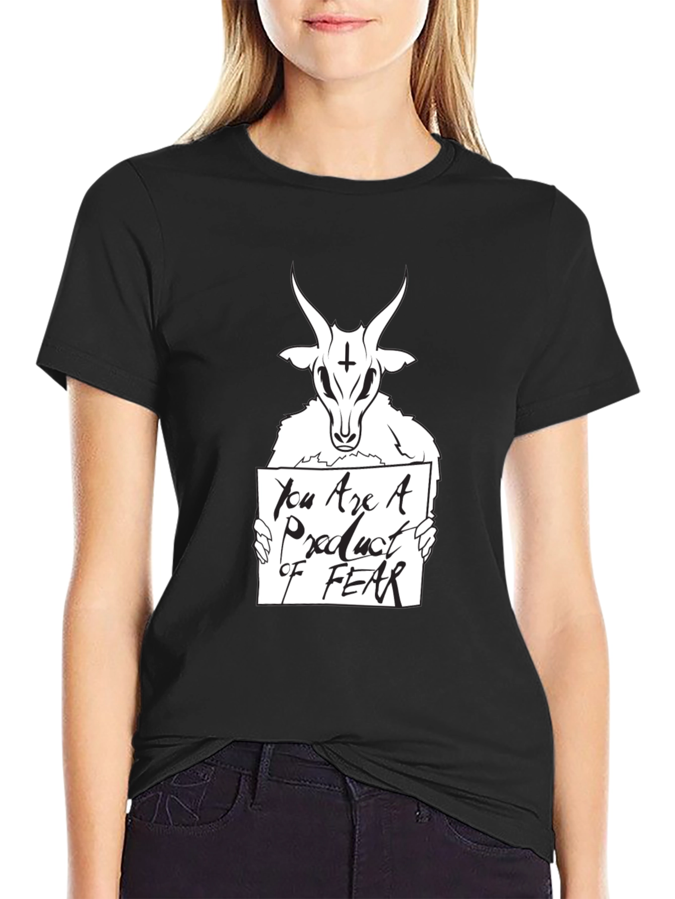 Satanic Goat Product of Fear Graphic Tee - Black