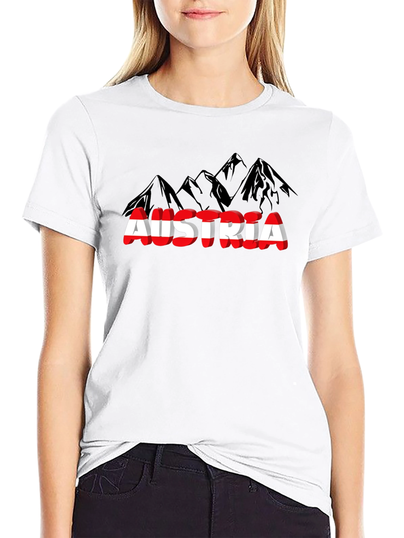 Austria Mountain T-Shirt Black Graphic Tee