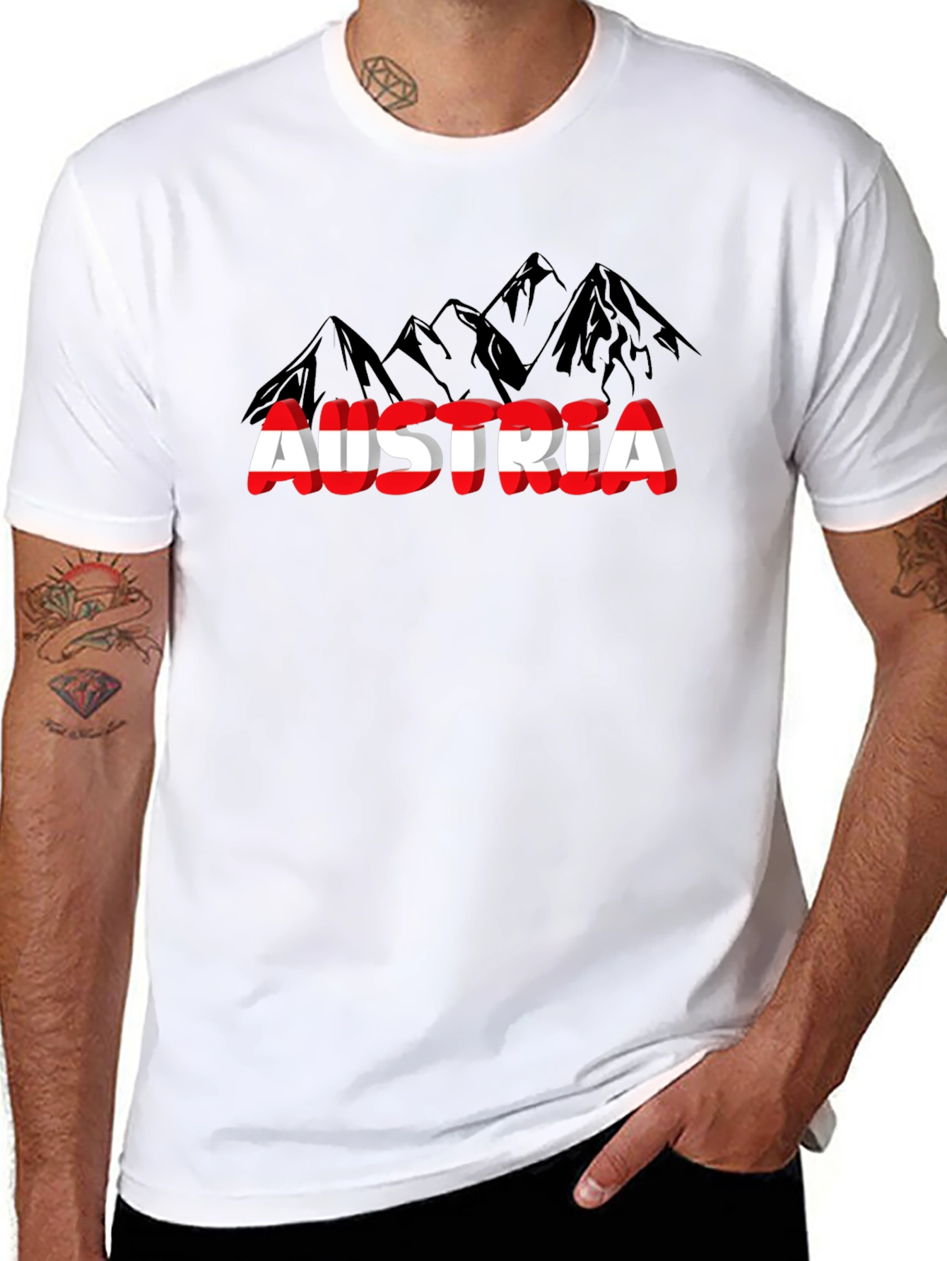 Austria Mountain T-Shirt Black Graphic Tee