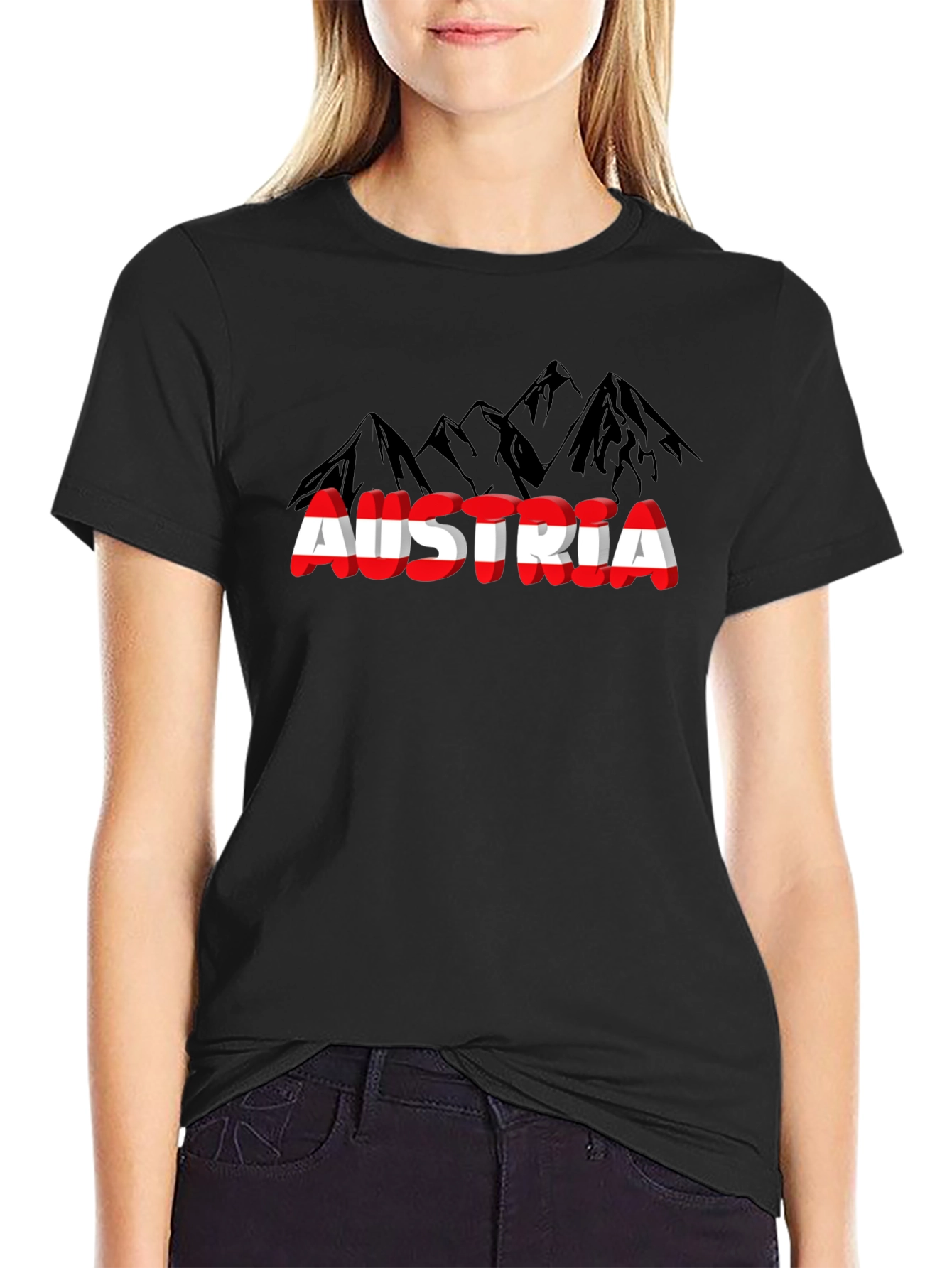 Austria Mountain T-Shirt Black Graphic Tee