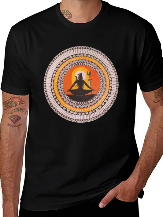 Lord Shiva Mandala Graphic Tee - Black