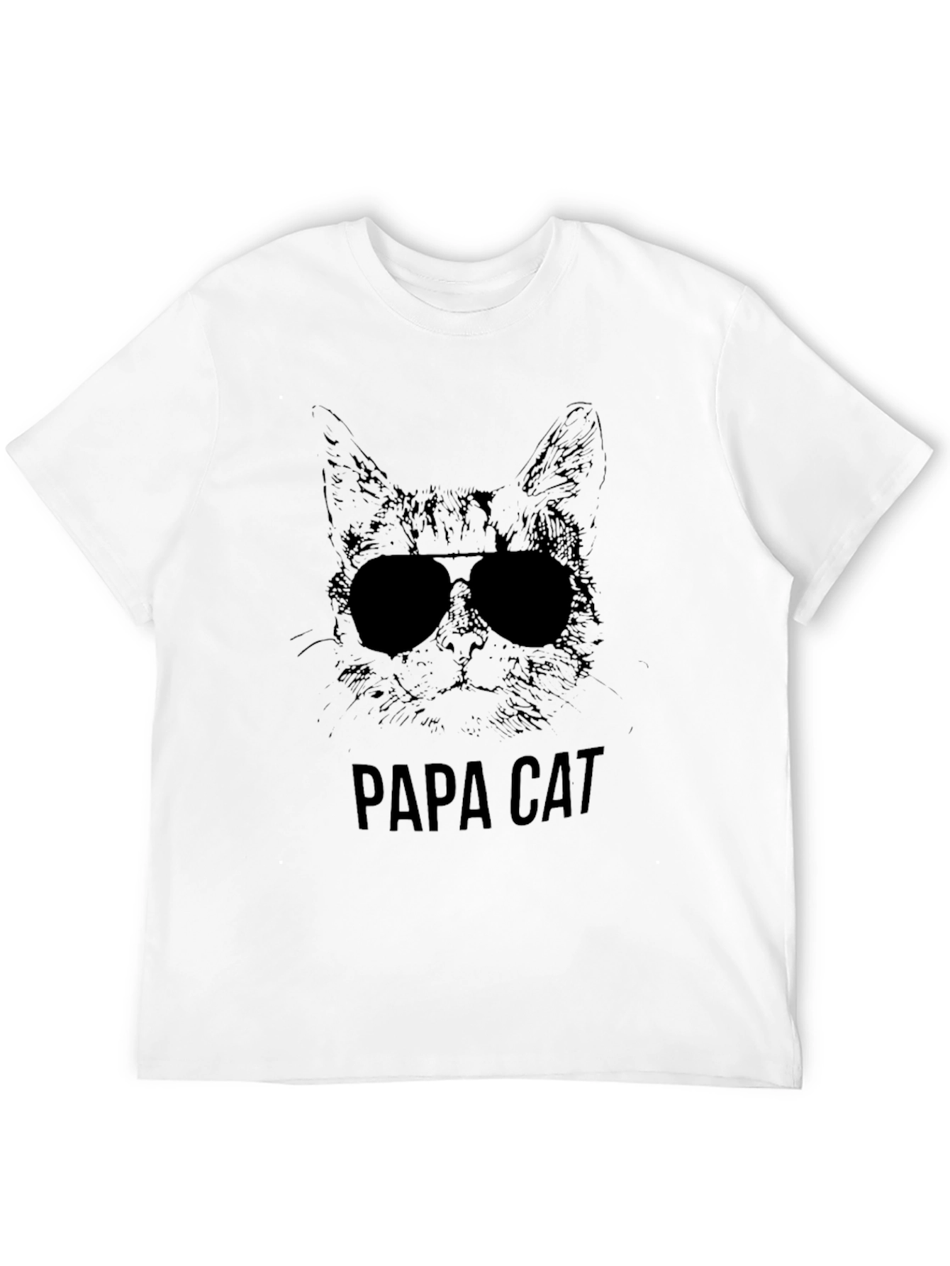 Papa Cat Graphic Tee - Cool Cat Dad Shirt