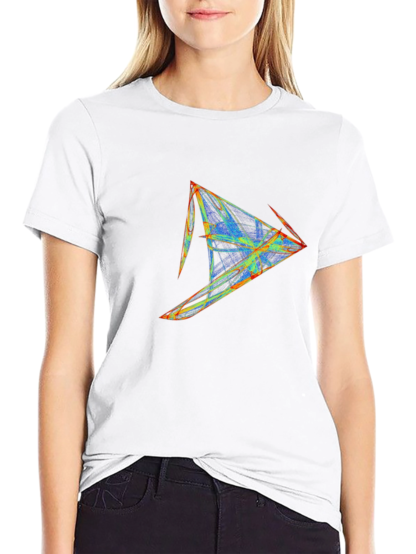 Abstract Geometric Graphic Print Black T-Shirt