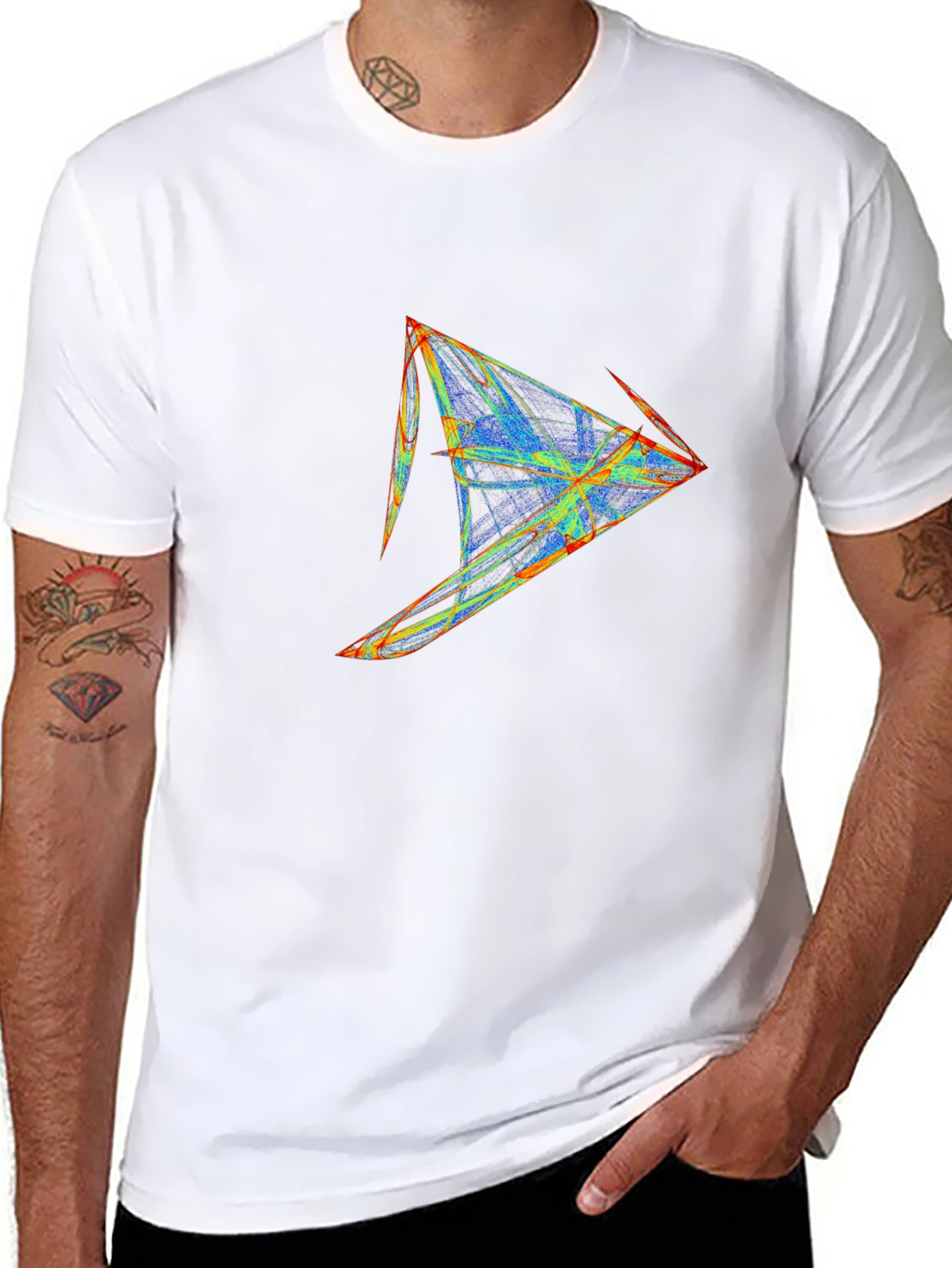 Abstract Geometric Graphic Print Black T-Shirt