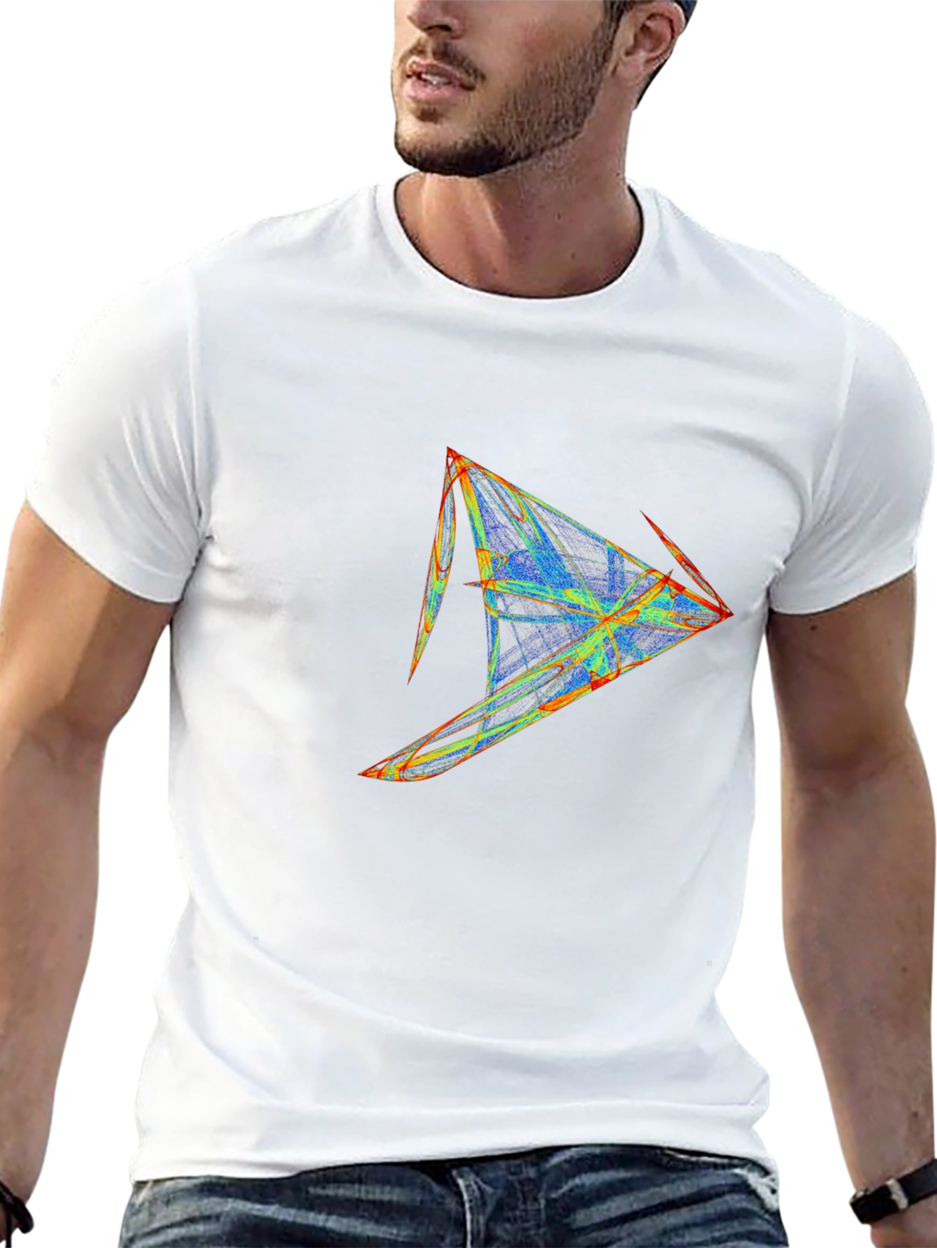 Abstract Geometric Graphic Print Black T-Shirt