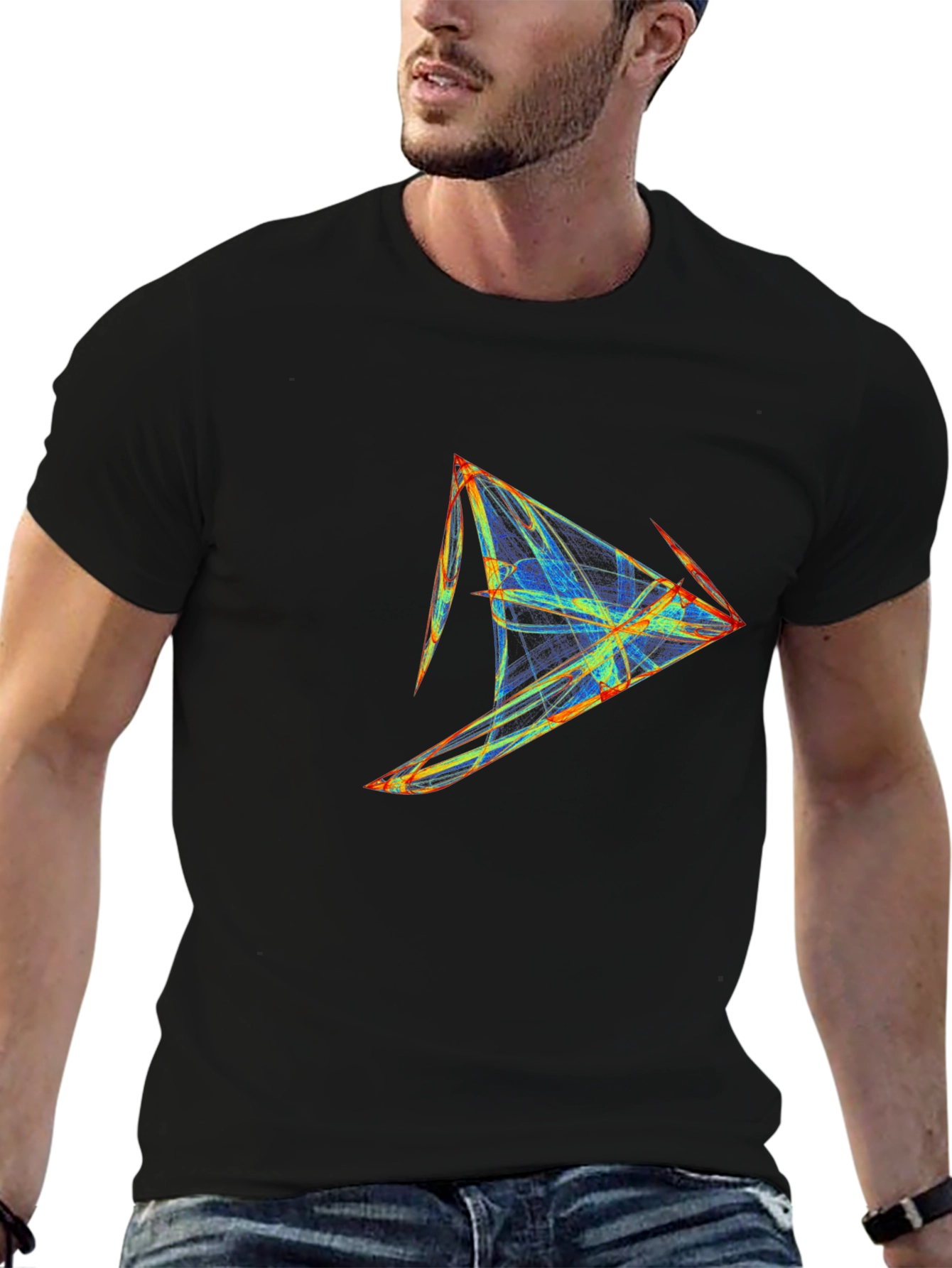 Abstract Geometric Graphic Print Black T-Shirt