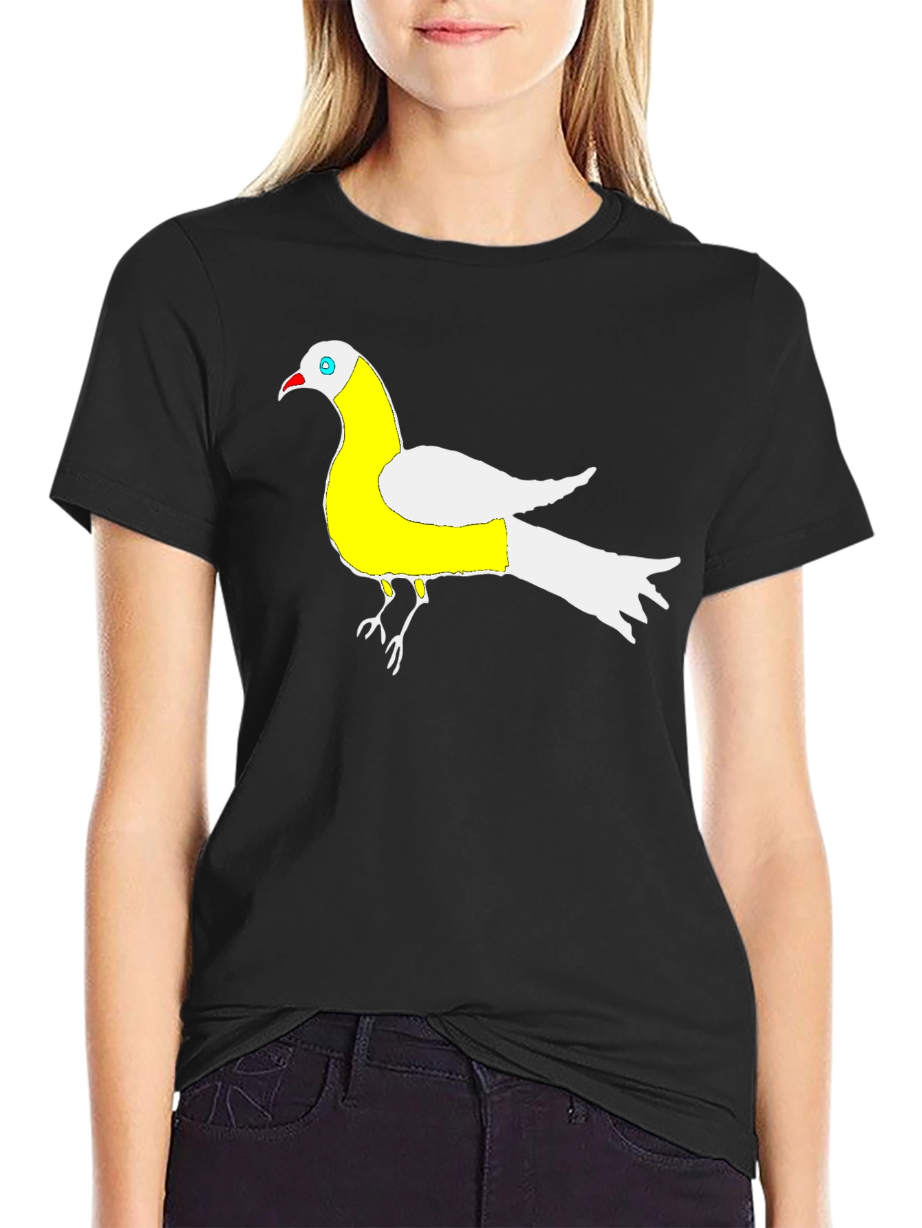 Unique Bird Graphic Black T-Shirt