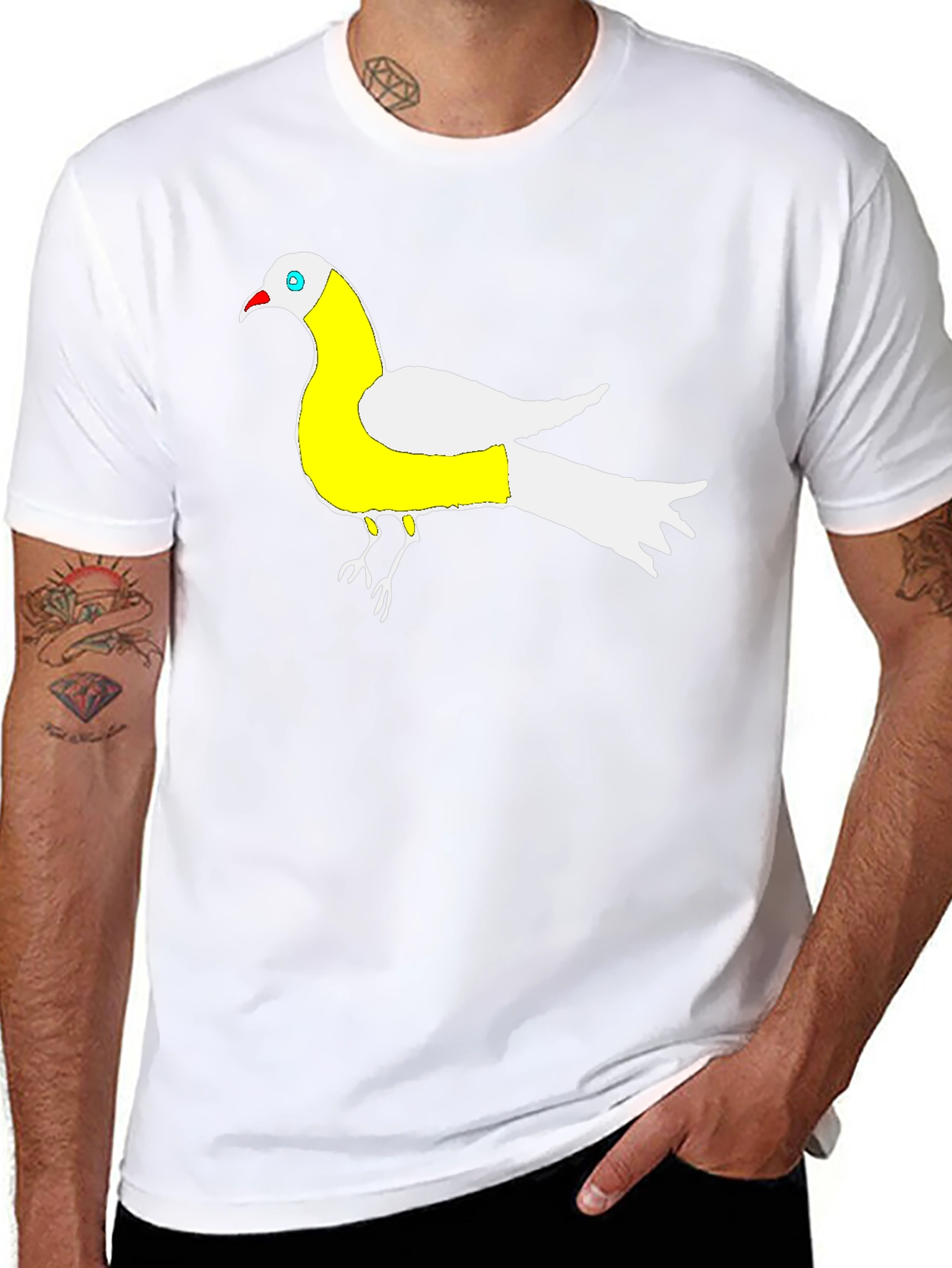 Unique Bird Graphic Black T-Shirt
