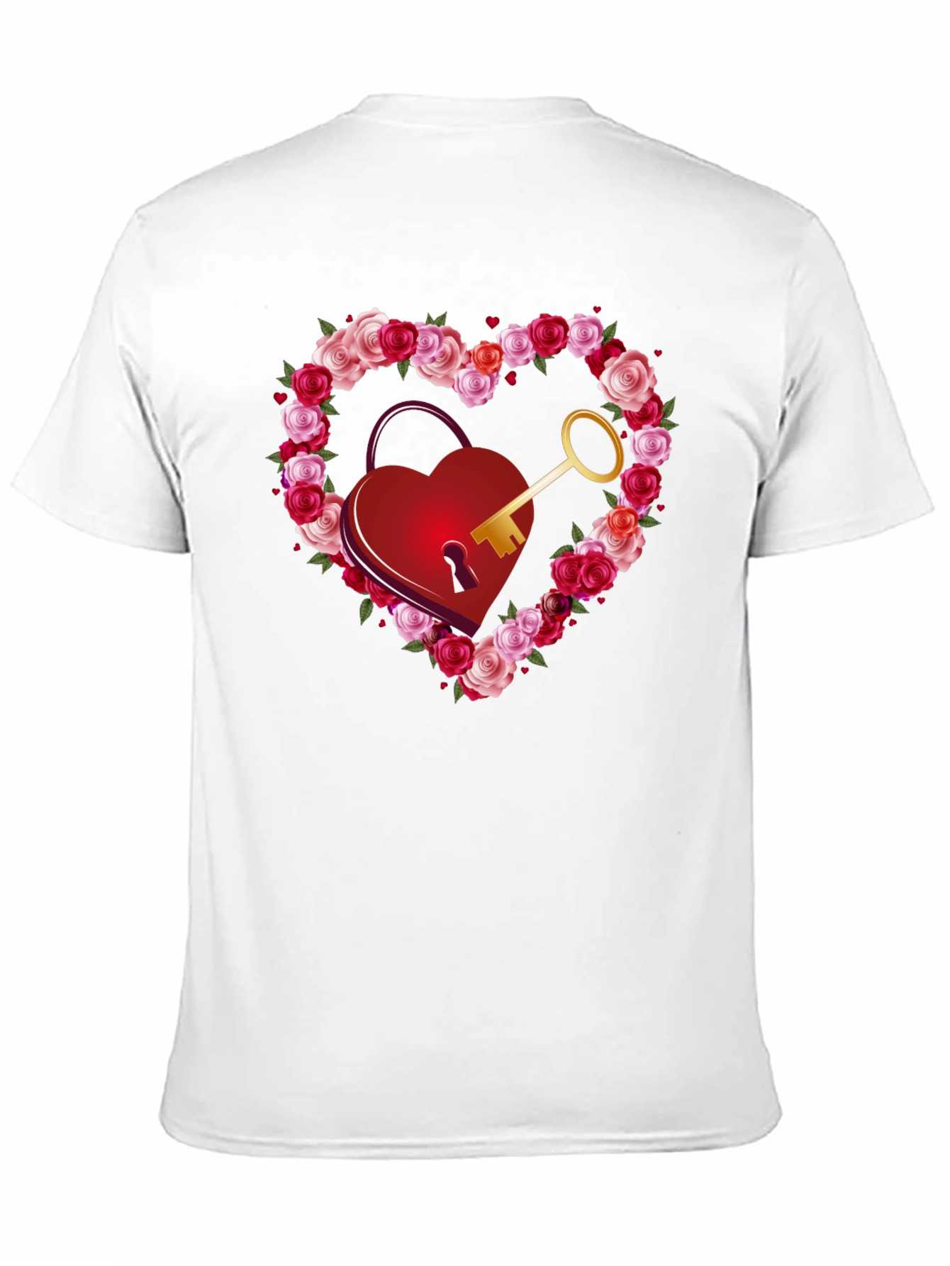 Heart Lock & Key Rose Valentines Day Graphic Tee
