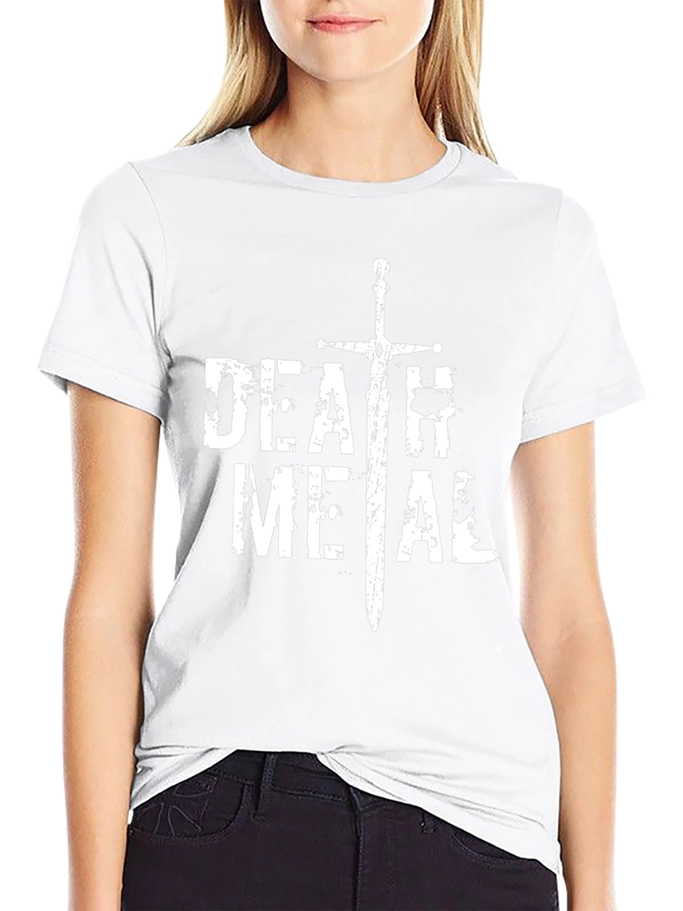 Death Metal T-Shirt Sword Graphic Black Cotton Tee
