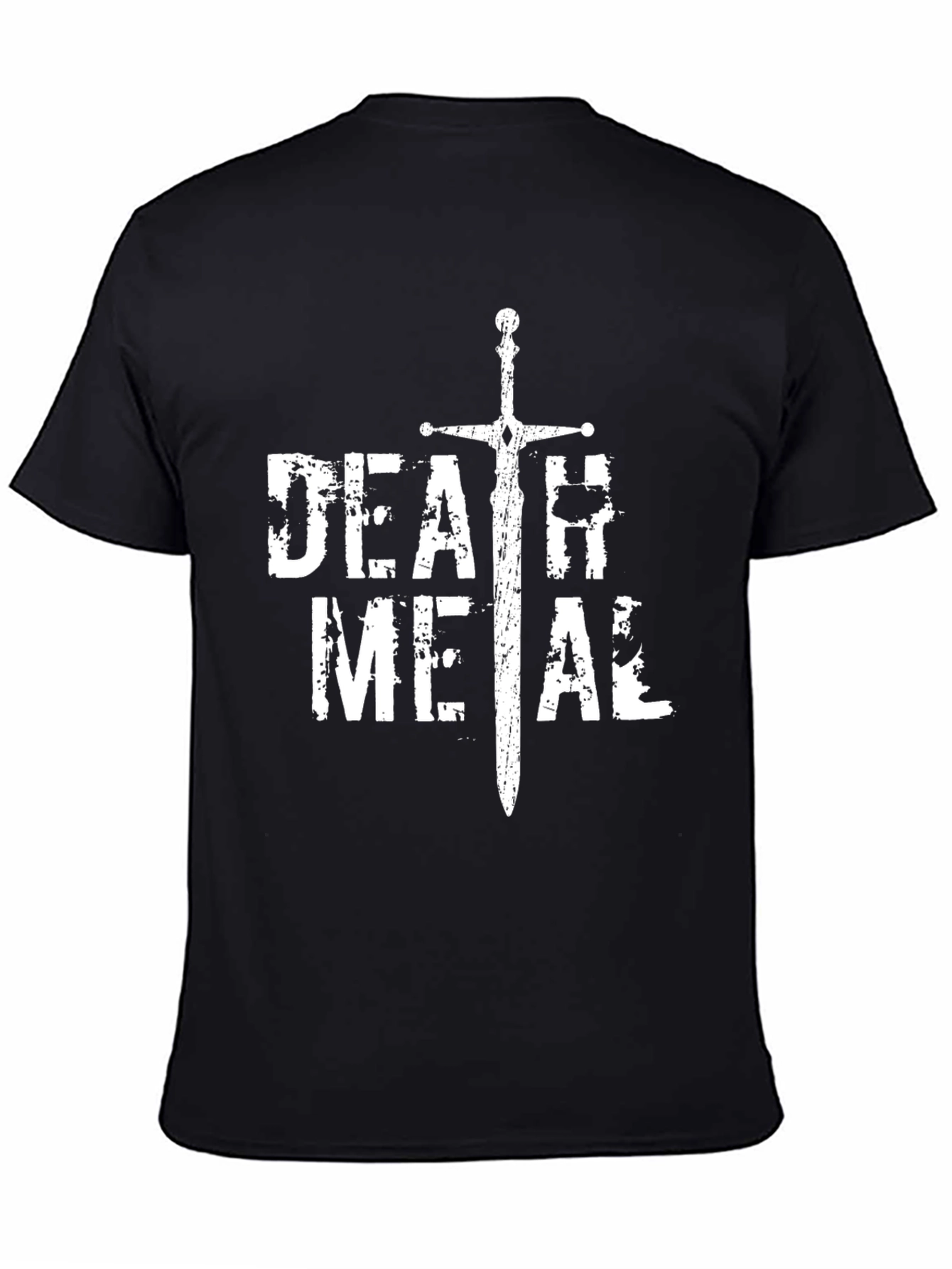 Death Metal T-Shirt Sword Graphic Black Cotton Tee