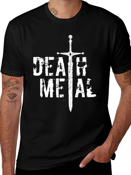Death Metal T-Shirt Sword Graphic Black Cotton Tee