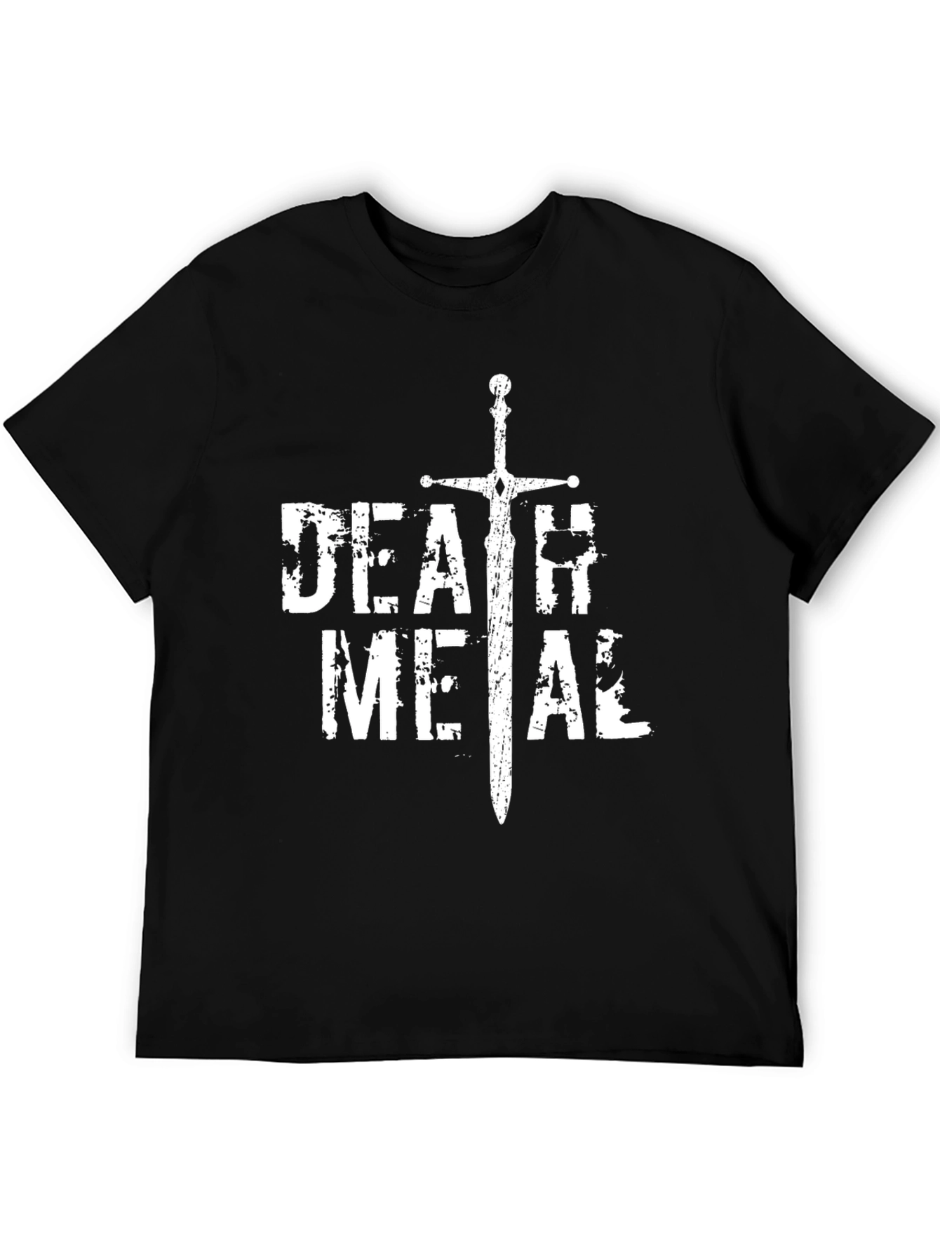 Death Metal T-Shirt Sword Graphic Black Cotton Tee