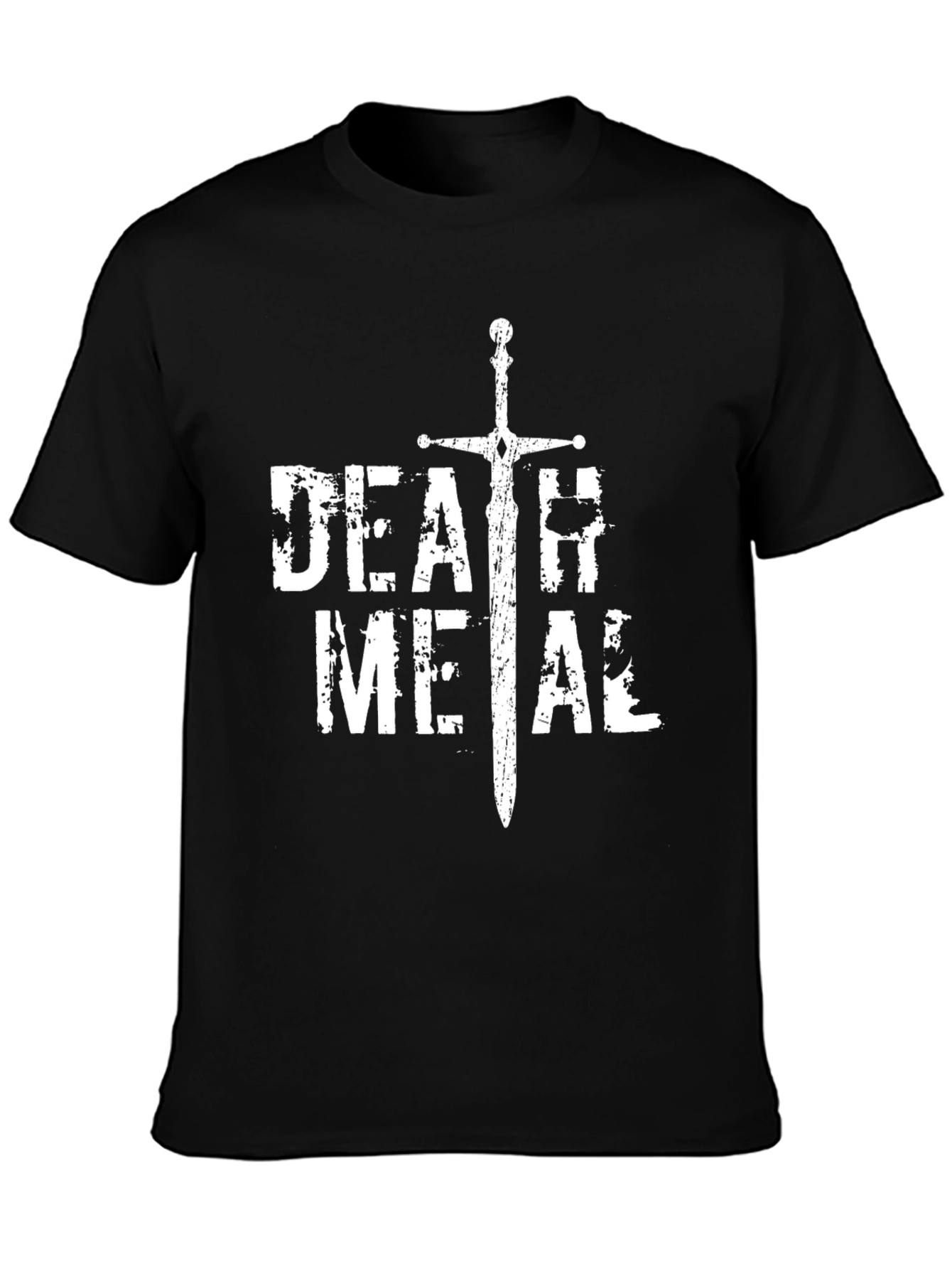 Death Metal T-Shirt Sword Graphic Black Cotton Tee