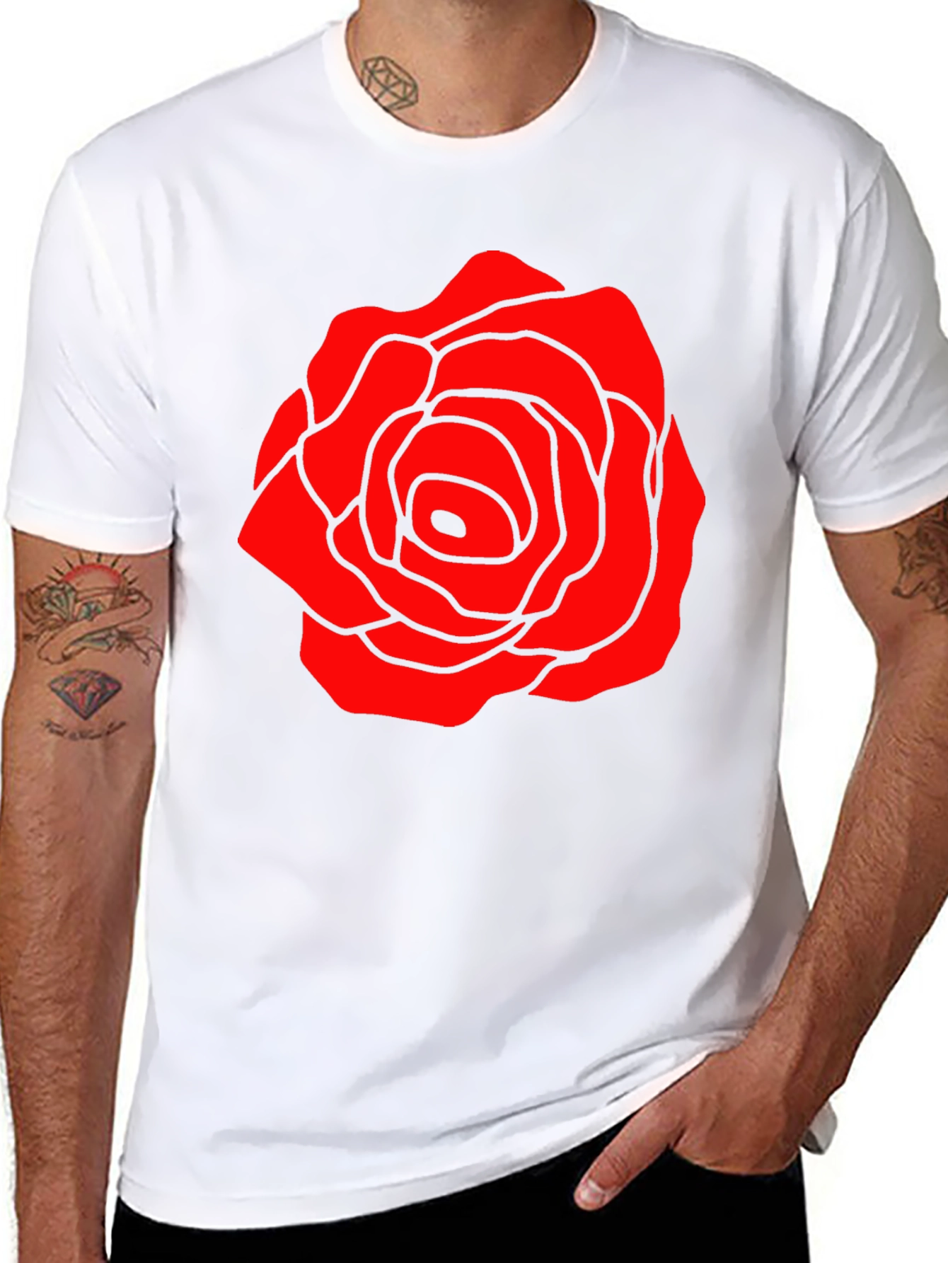 Red Rose Graphic Black T-Shirt