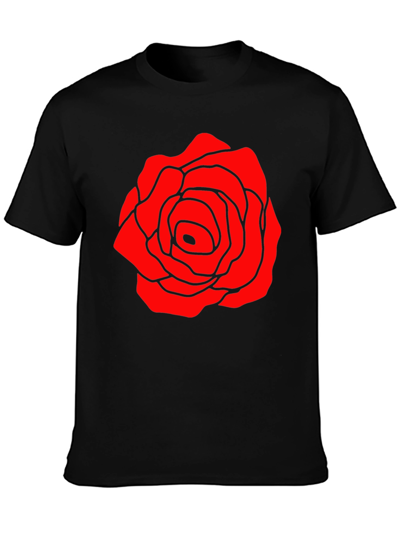 Red Rose Graphic Black T-Shirt