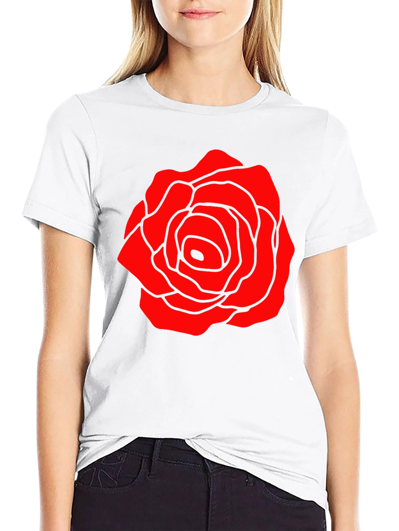 Red Rose Graphic Black T-Shirt