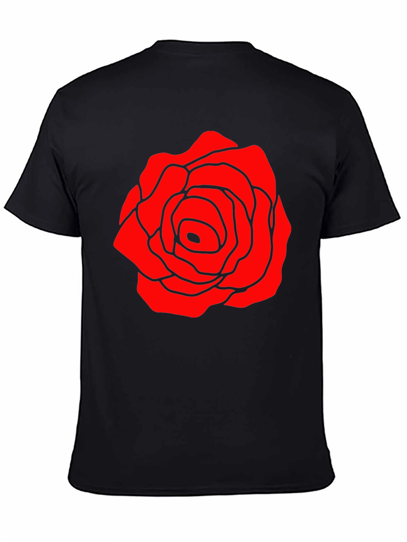 Red Rose Graphic Black T-Shirt