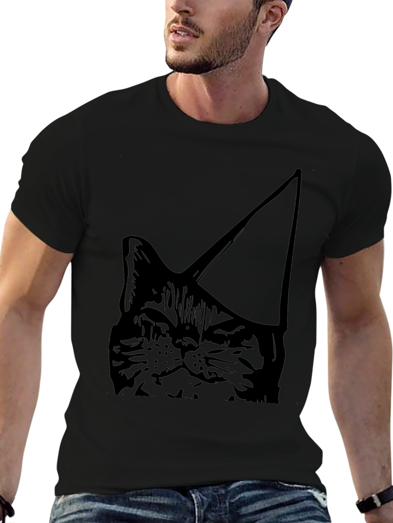 Cool Cat Party Hat Black T-Shirt