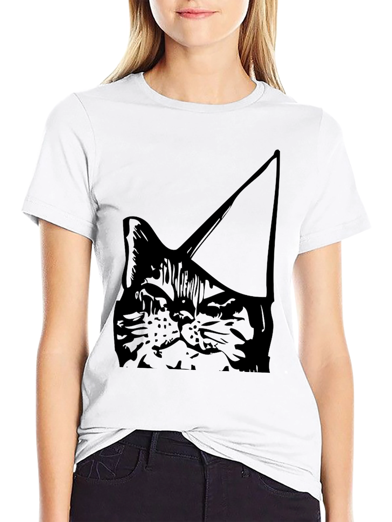 Cool Cat Party Hat Black T-Shirt