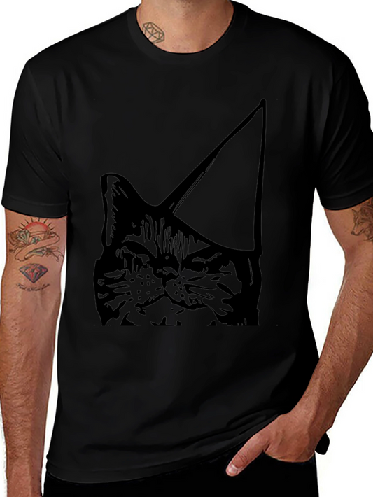 Cool Cat Party Hat Black T-Shirt