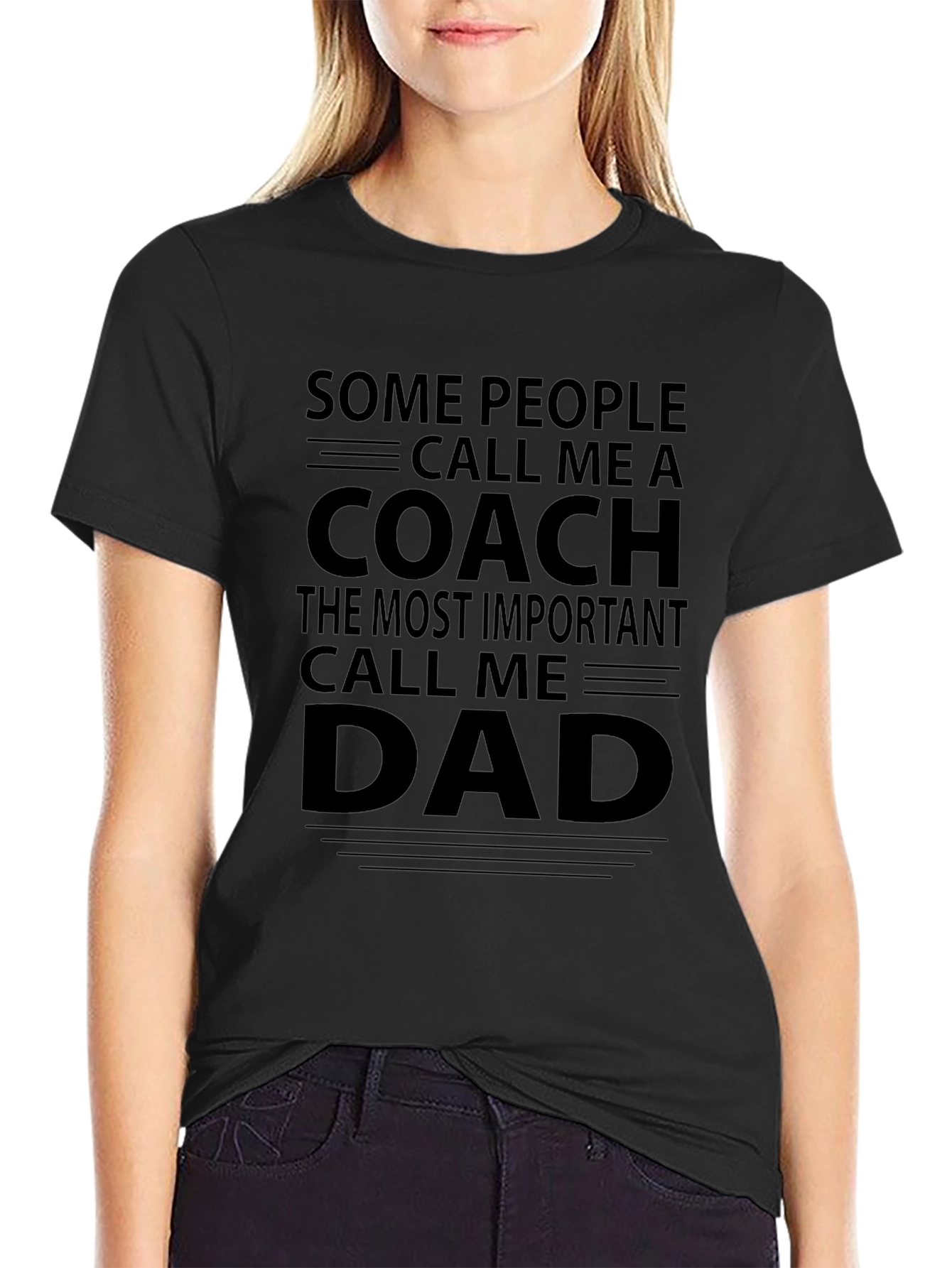 Coach Dad Black Graphic T-Shirt