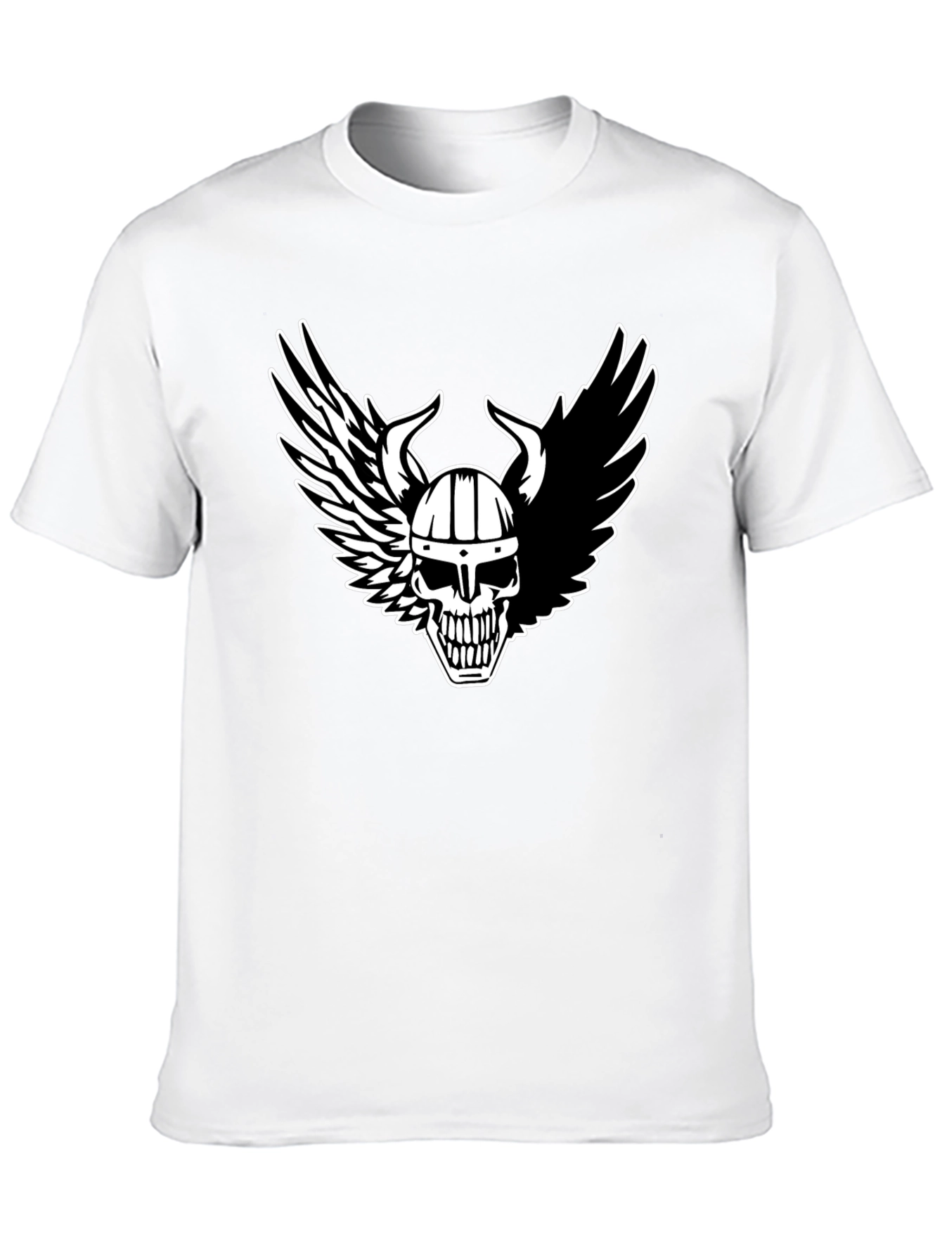 Viking Skull Winged T-Shirt - Black
