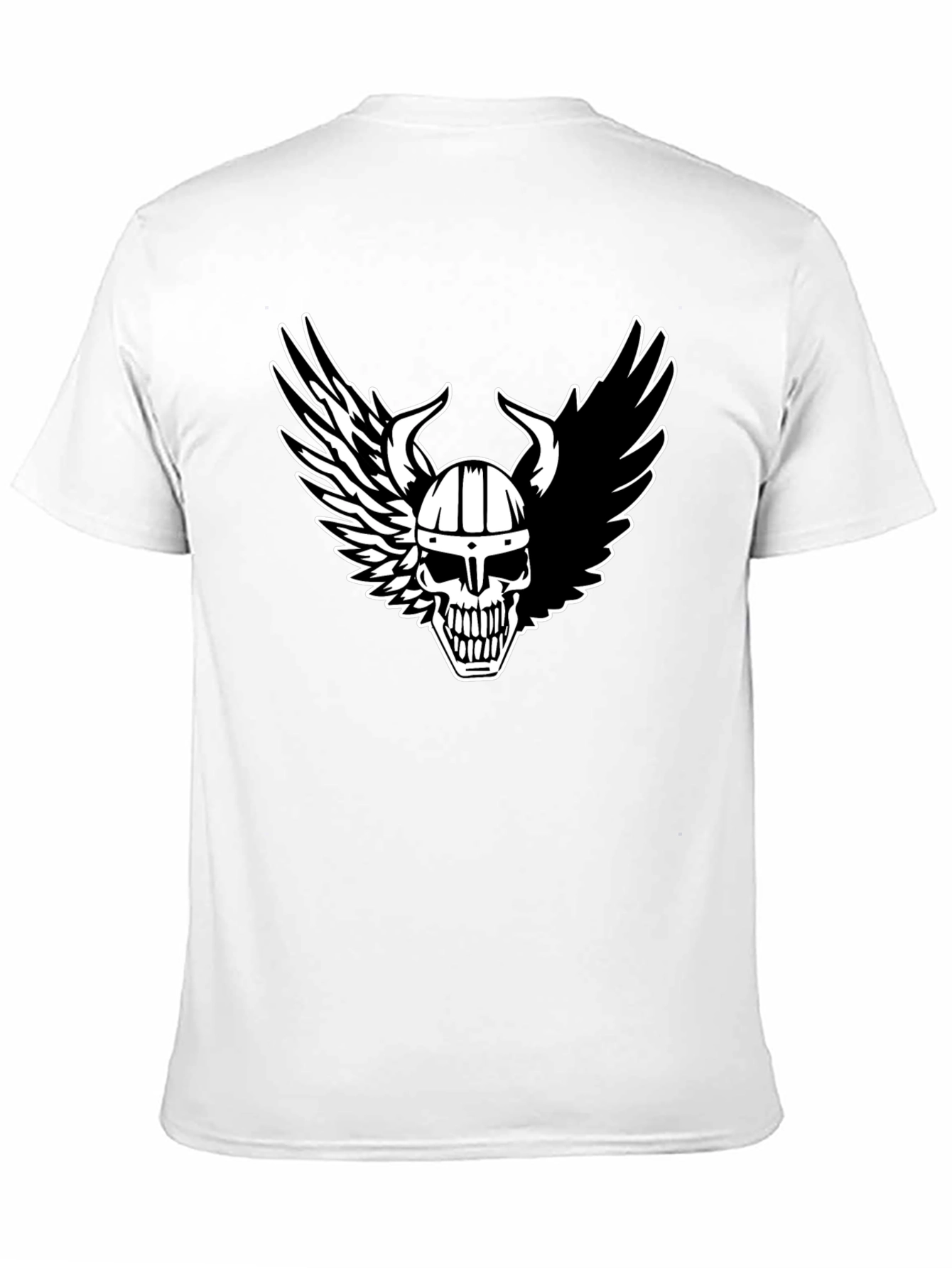 Viking Skull Winged T-Shirt - Black