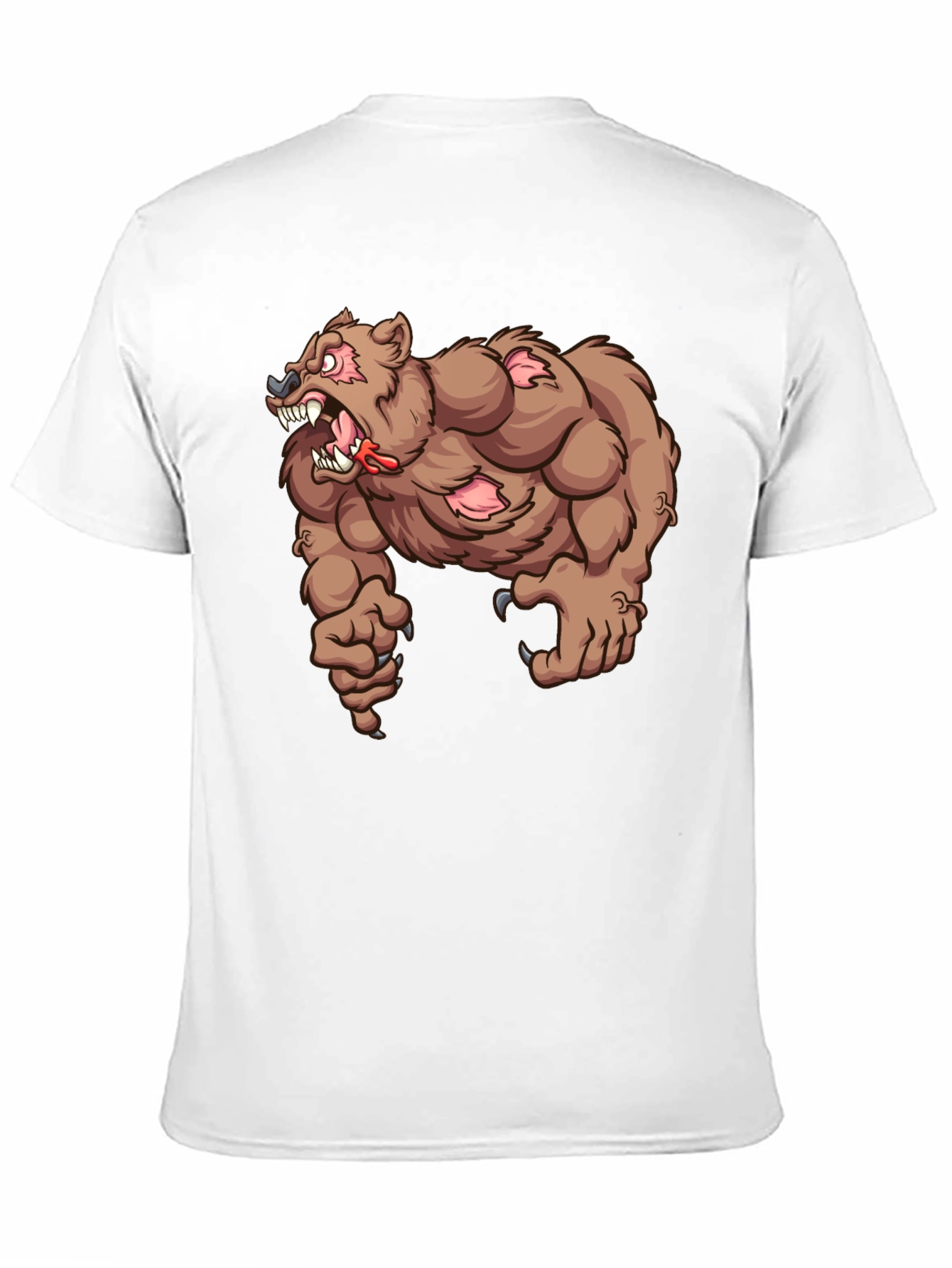 Mens Black T-Shirt with Cartoon Bear Graphic