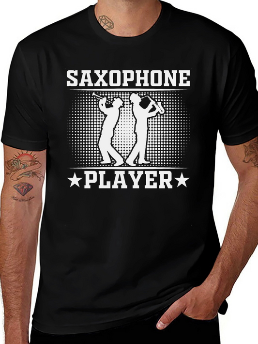 Saxophone Player Black Graphic Tee