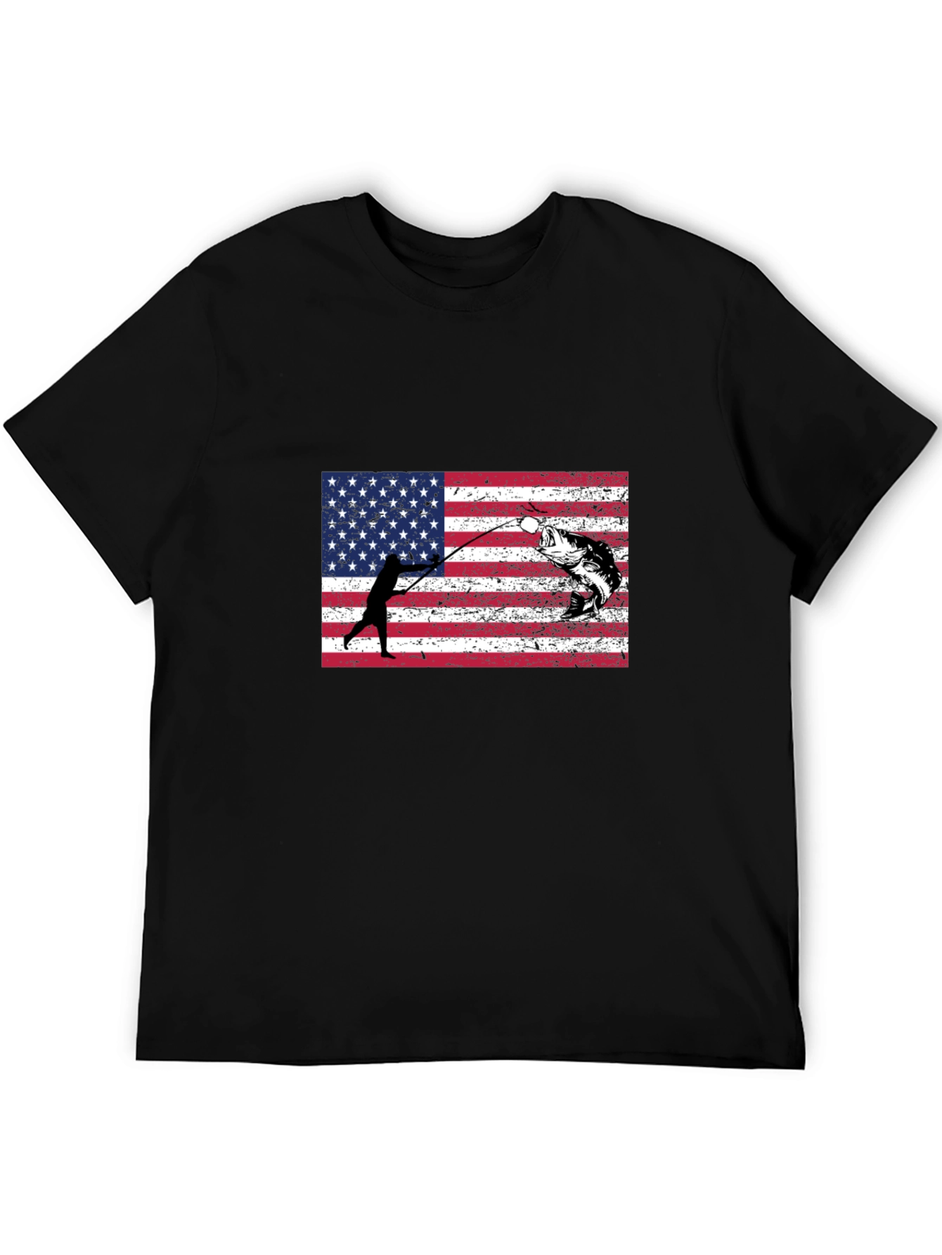 Fishing USA Flag Graphic T-Shirt