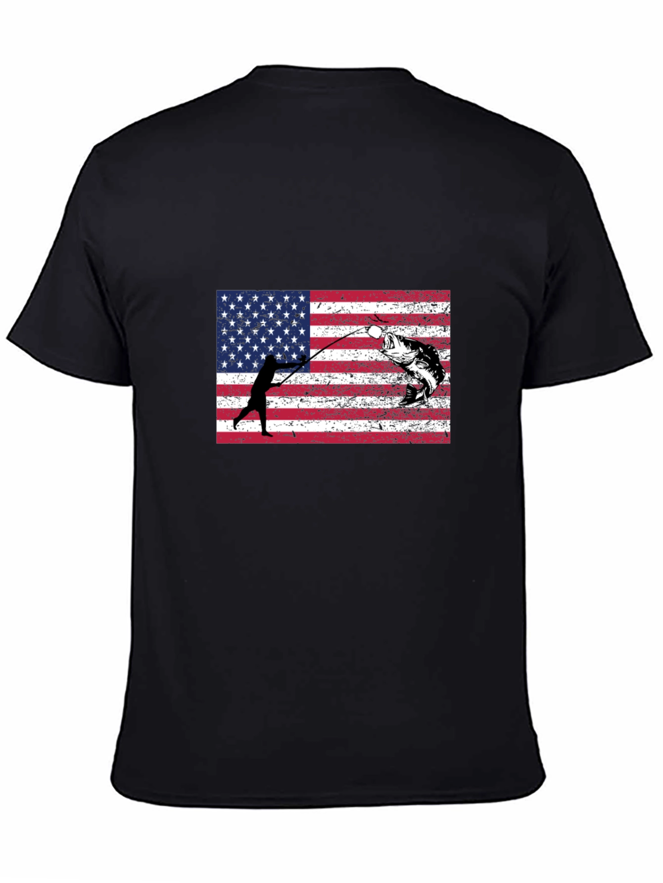 Fishing USA Flag Graphic T-Shirt