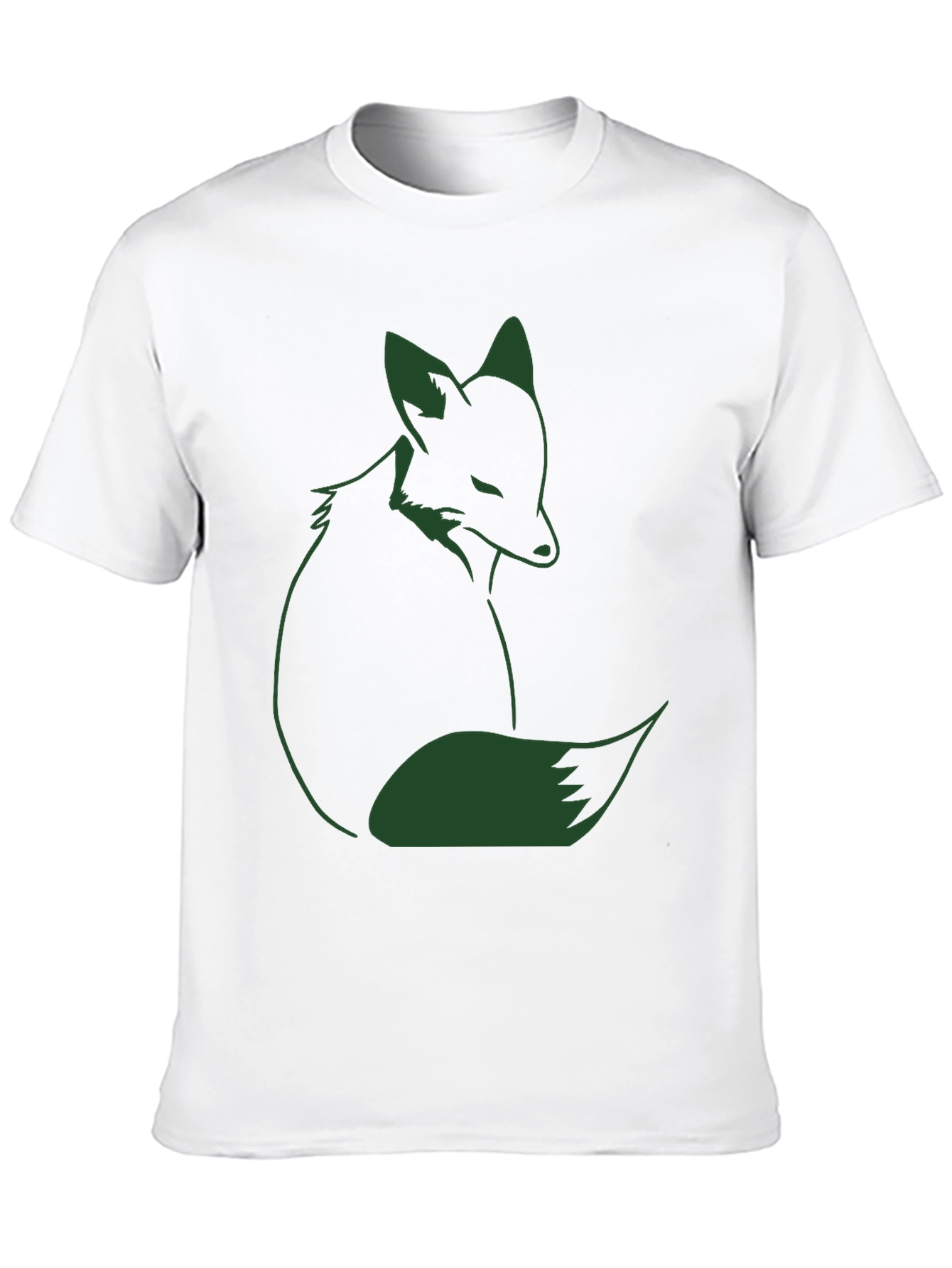 Fox Graphic T-Shirt - Dark Green Print on Black