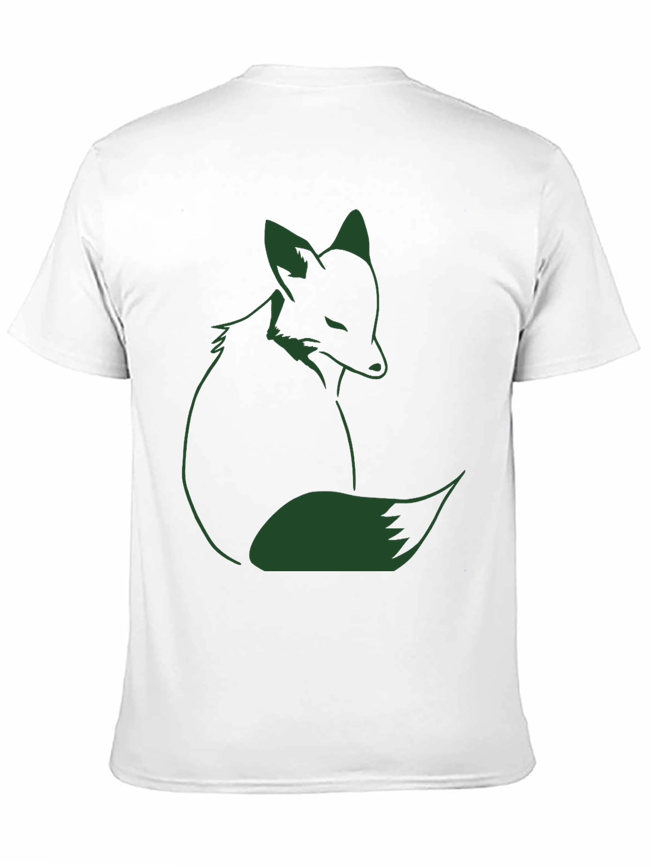 Fox Graphic T-Shirt - Dark Green Print on Black