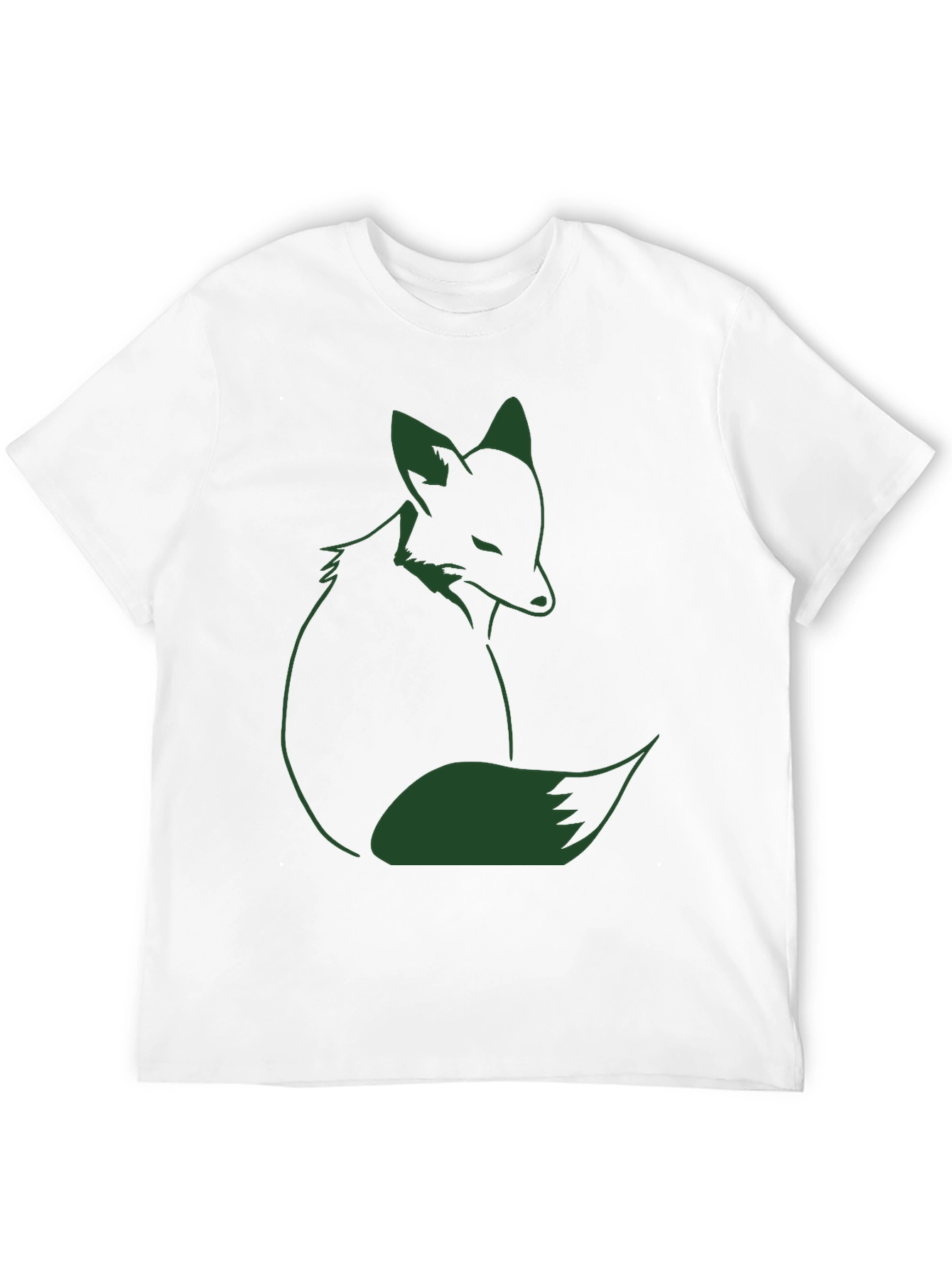 Fox Graphic T-Shirt - Dark Green Print on Black