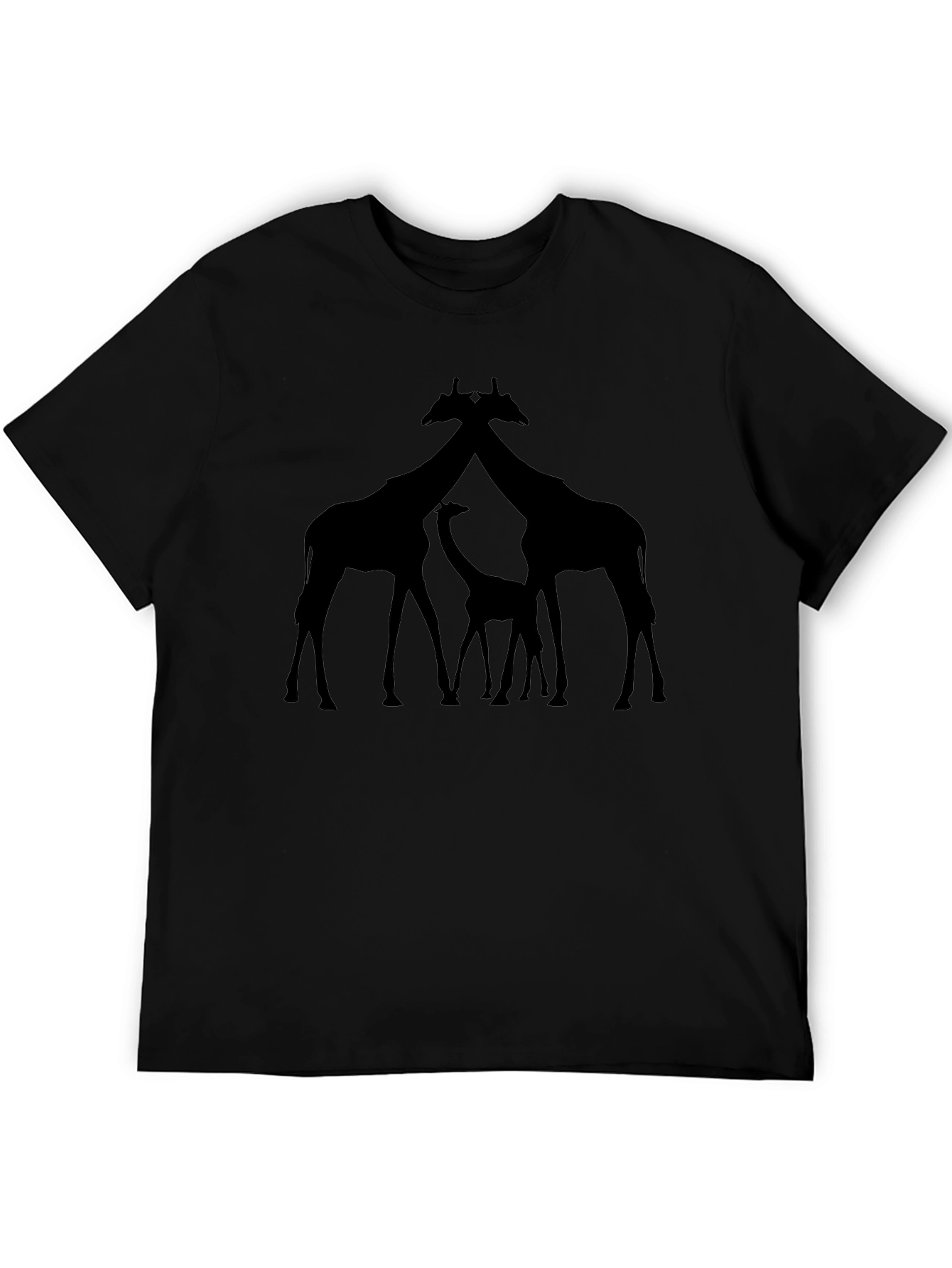 Giraffe Family Silhouette Tee - Black Graphic T-Shirt