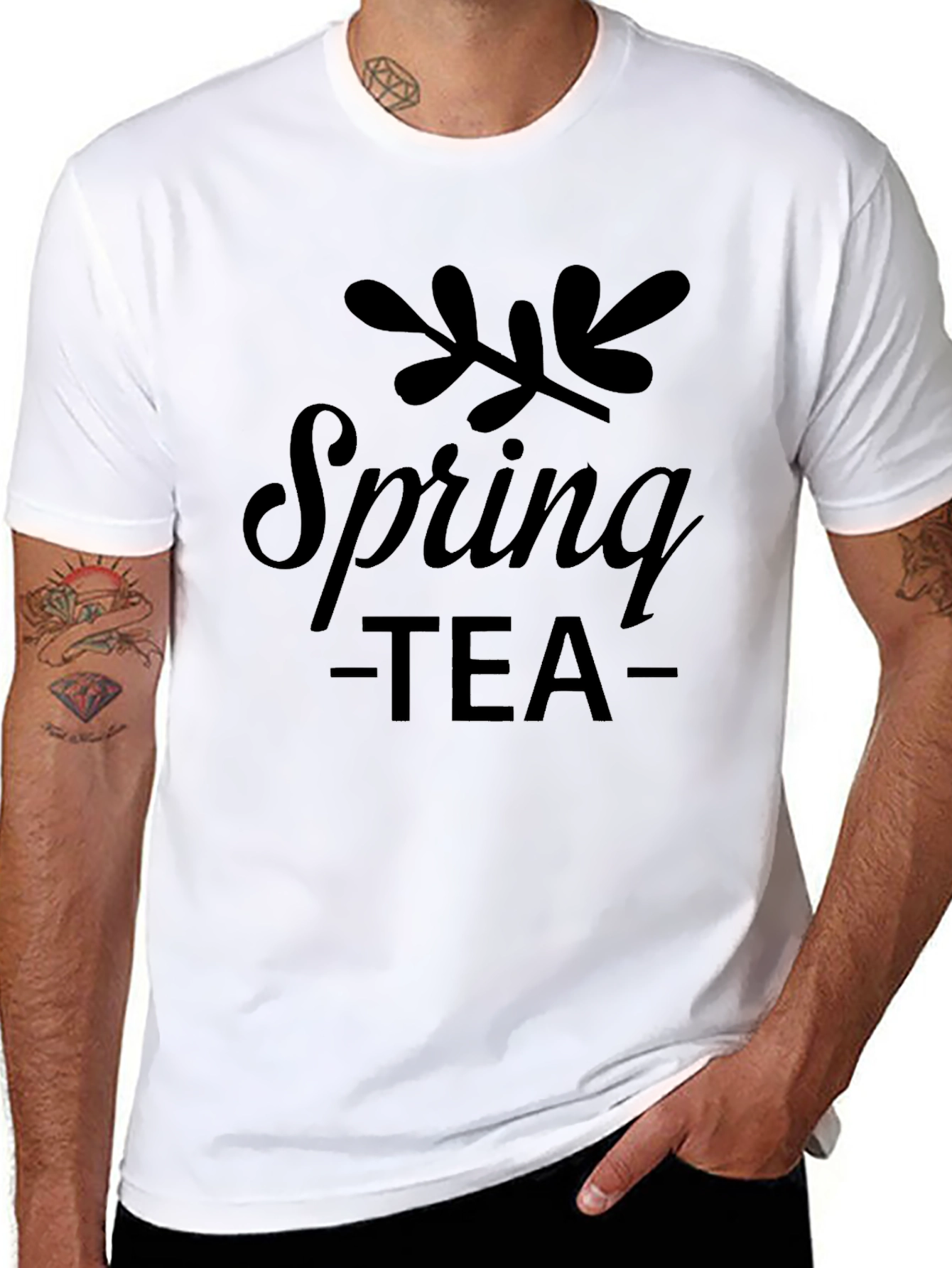 Spring Tea Graphic Black T-Shirt