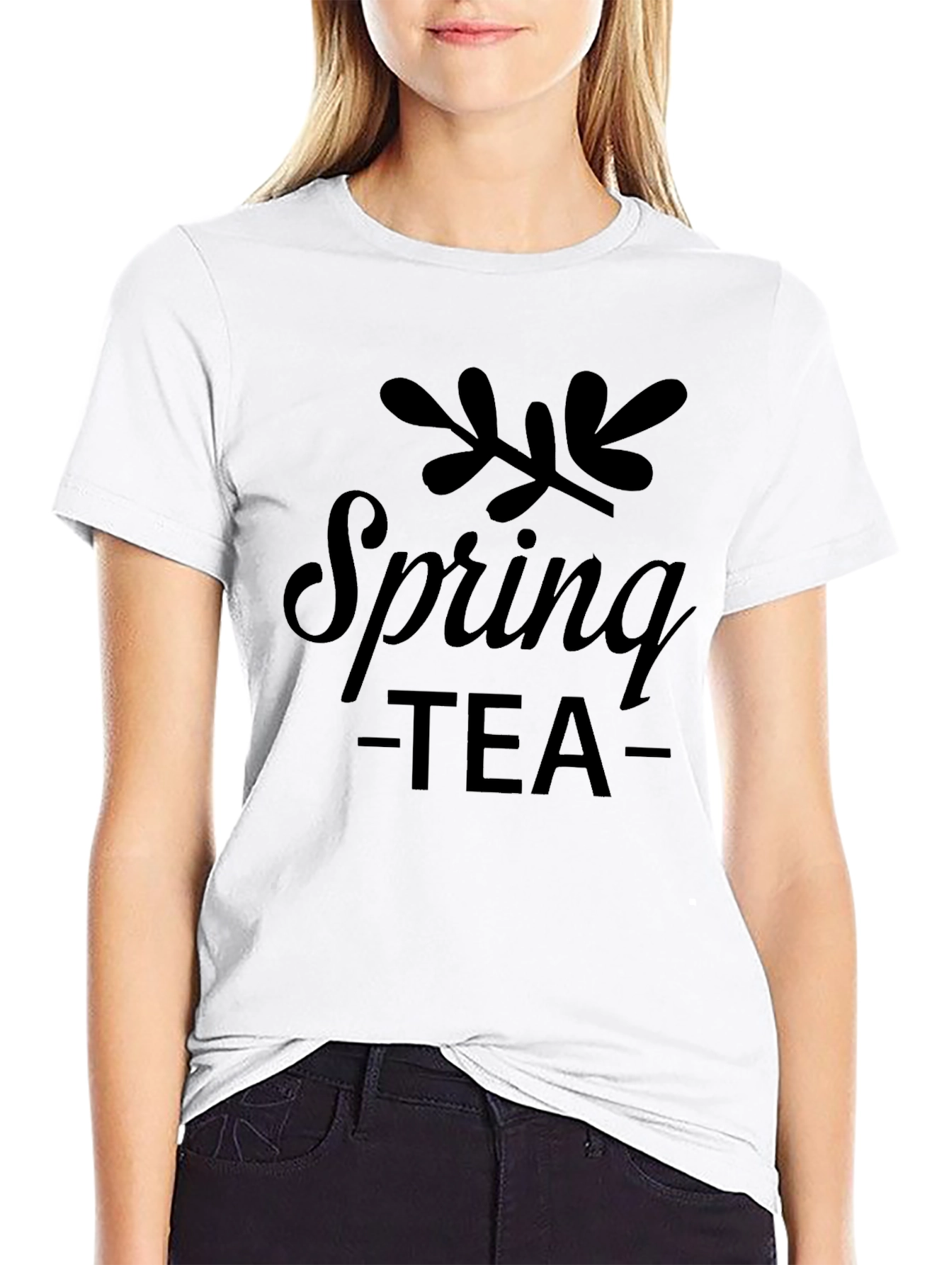 Spring Tea Graphic Black T-Shirt