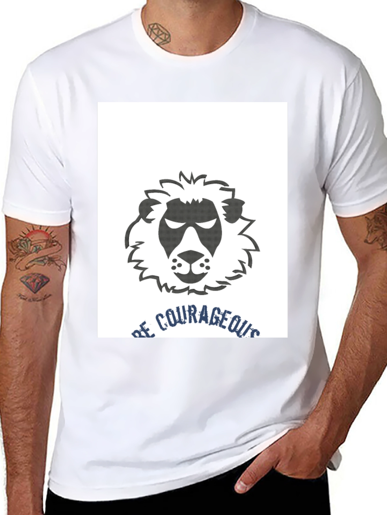 Be Courageous Lion Graphic Tee - Black T-Shirt