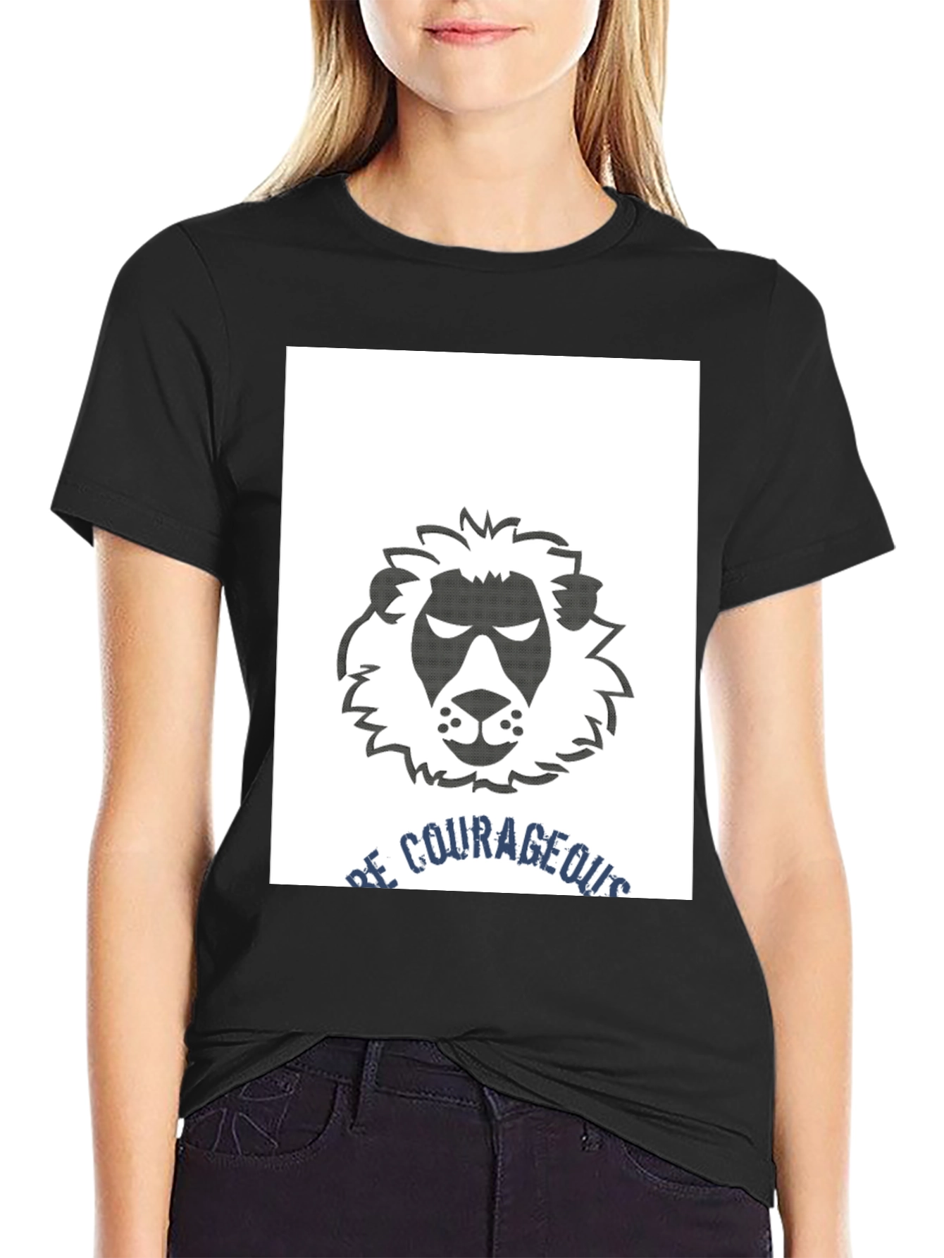 Be Courageous Lion Graphic Tee - Black T-Shirt