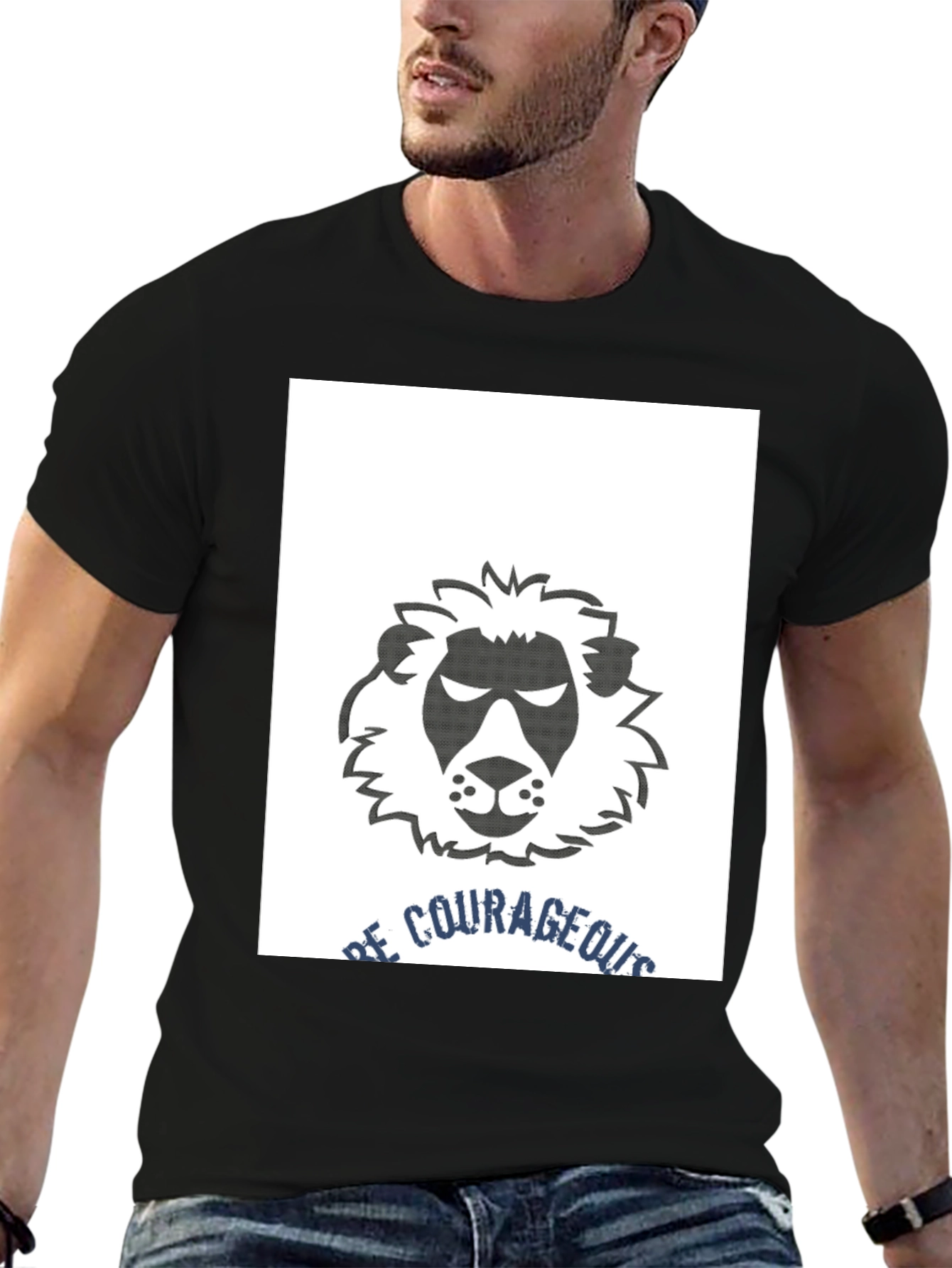 Be Courageous Lion Graphic Tee - Black T-Shirt
