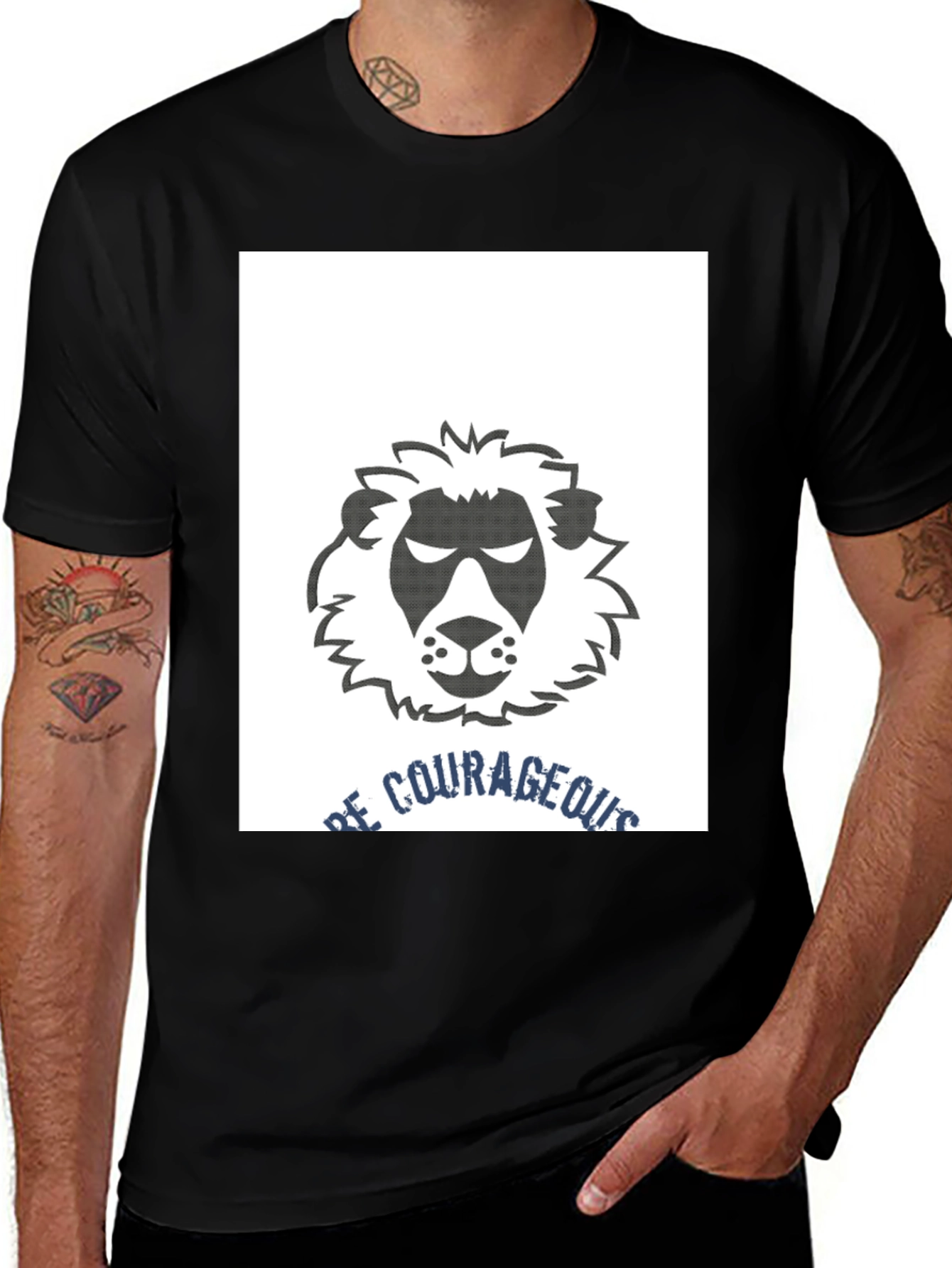Be Courageous Lion Graphic Tee - Black T-Shirt