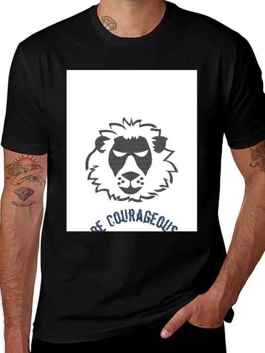 Be Courageous Lion Graphic Tee - Black T-Shirt