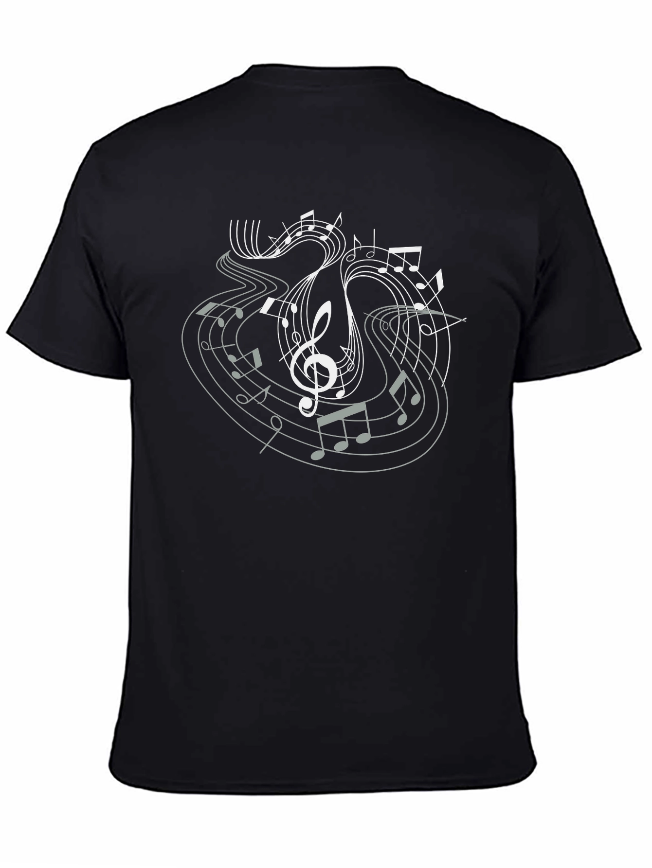 Musical Note Graphic Tee - Black Cotton T-Shirt
