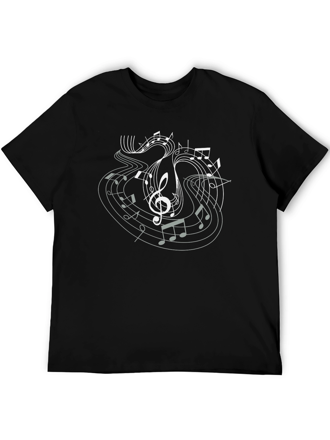 Musical Note Graphic Tee - Black Cotton T-Shirt