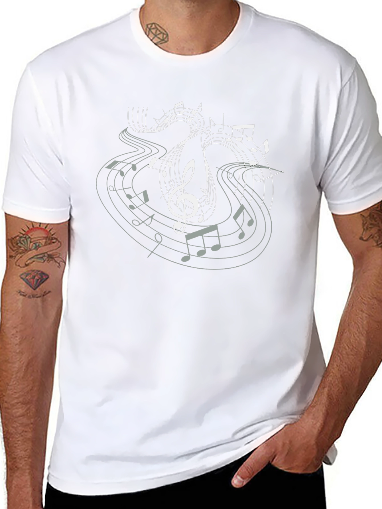 Musical Note Graphic Tee - Black Cotton T-Shirt