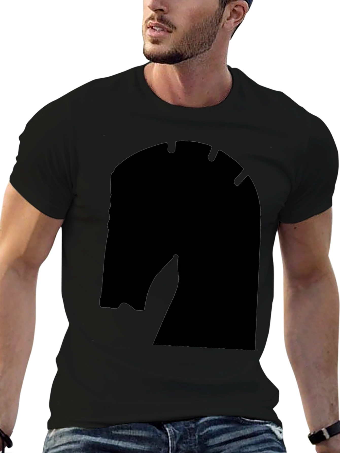 Chess Knight Graphic Tee - Modern Fit Solid Black